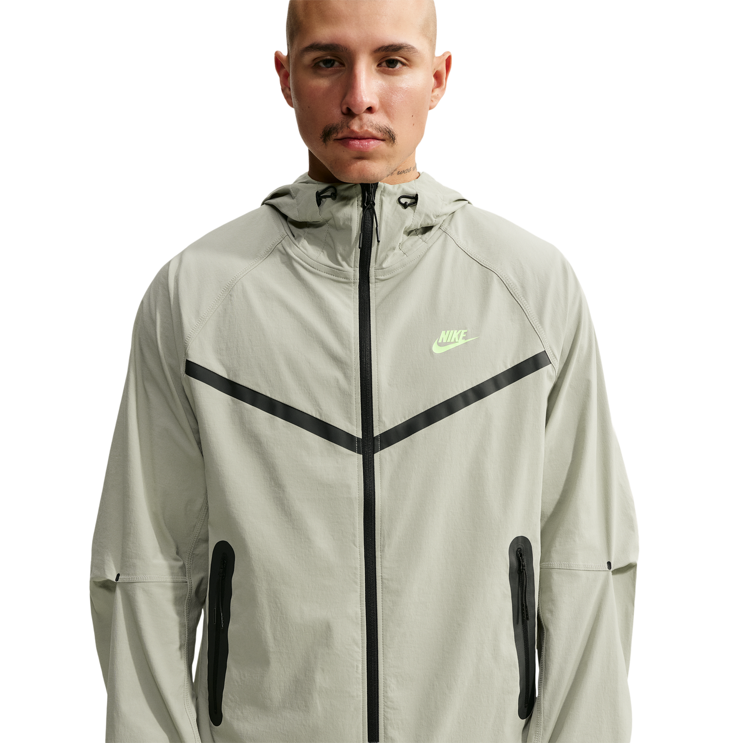 Nike Drifit Tech Woven Windrunner FZ Jacket - Men's - Spruce Fog/Spruce Fog/Barely Volt