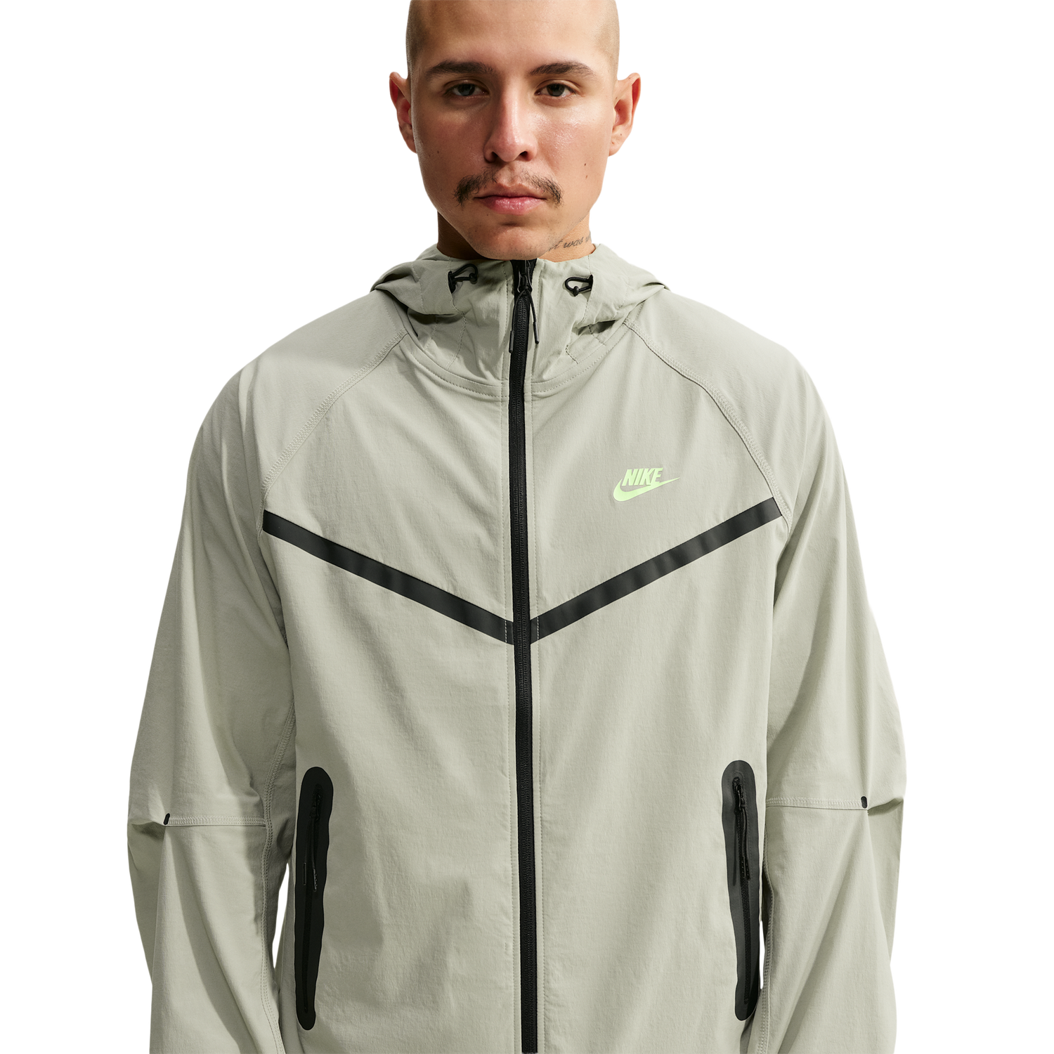 Nike Drifit Tech Woven Windrunner FZ Jacket - Men's - Spruce Fog/Spruce Fog/Barely Volt