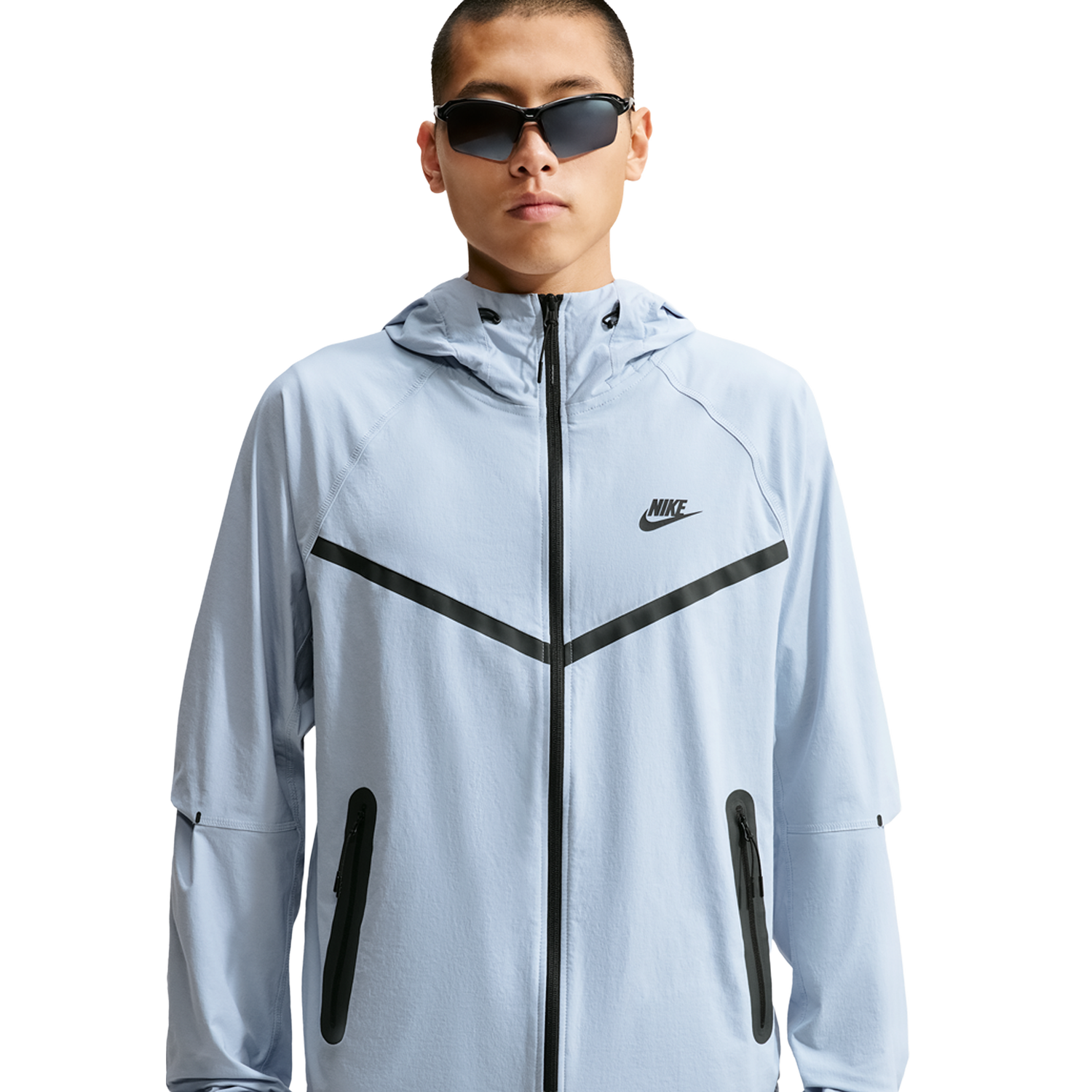 Nike Drifit Tech Woven Windrunner FZ Jacket - Men's - Light Armory Blue/Light Armory Blue/Black
