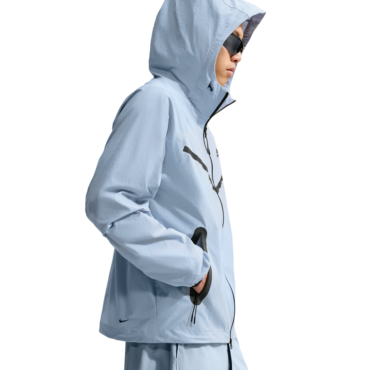 Nike Drifit Tech Woven Windrunner FZ Jacket - Men's - Light Armory Blue/Light Armory Blue/Black