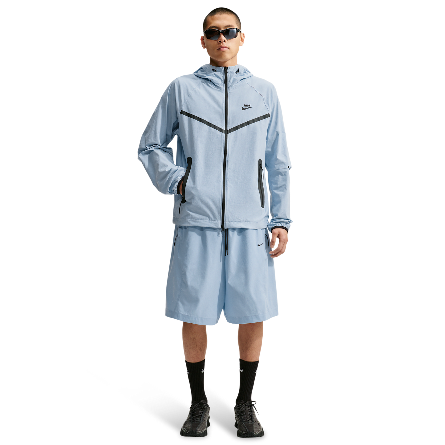 Nike Drifit Tech Woven Windrunner FZ Jacket - Men's - Light Armory Blue/Light Armory Blue/Black