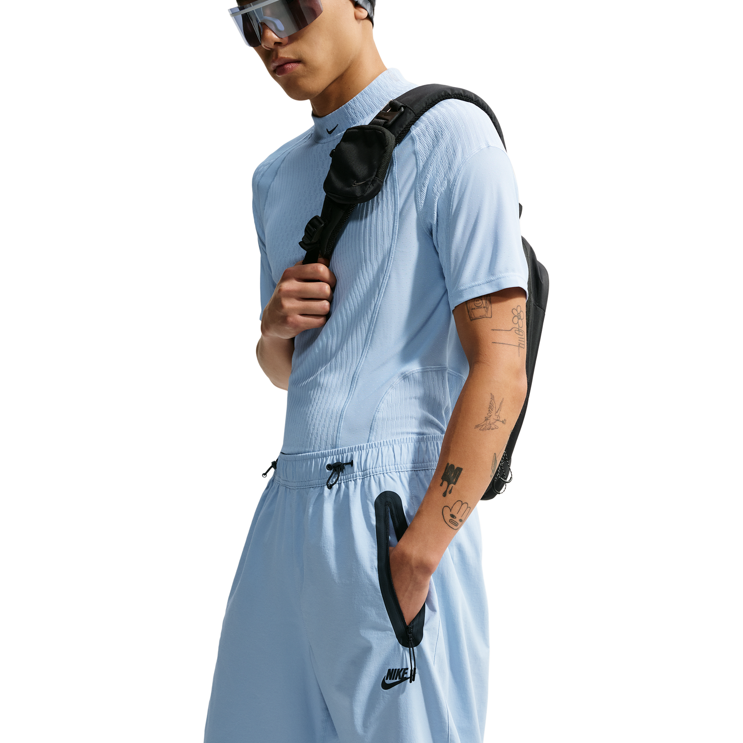 Nike Drifit Tech Woven Pant - Men's - Black/Light Armory Blue/Light Armory Blue