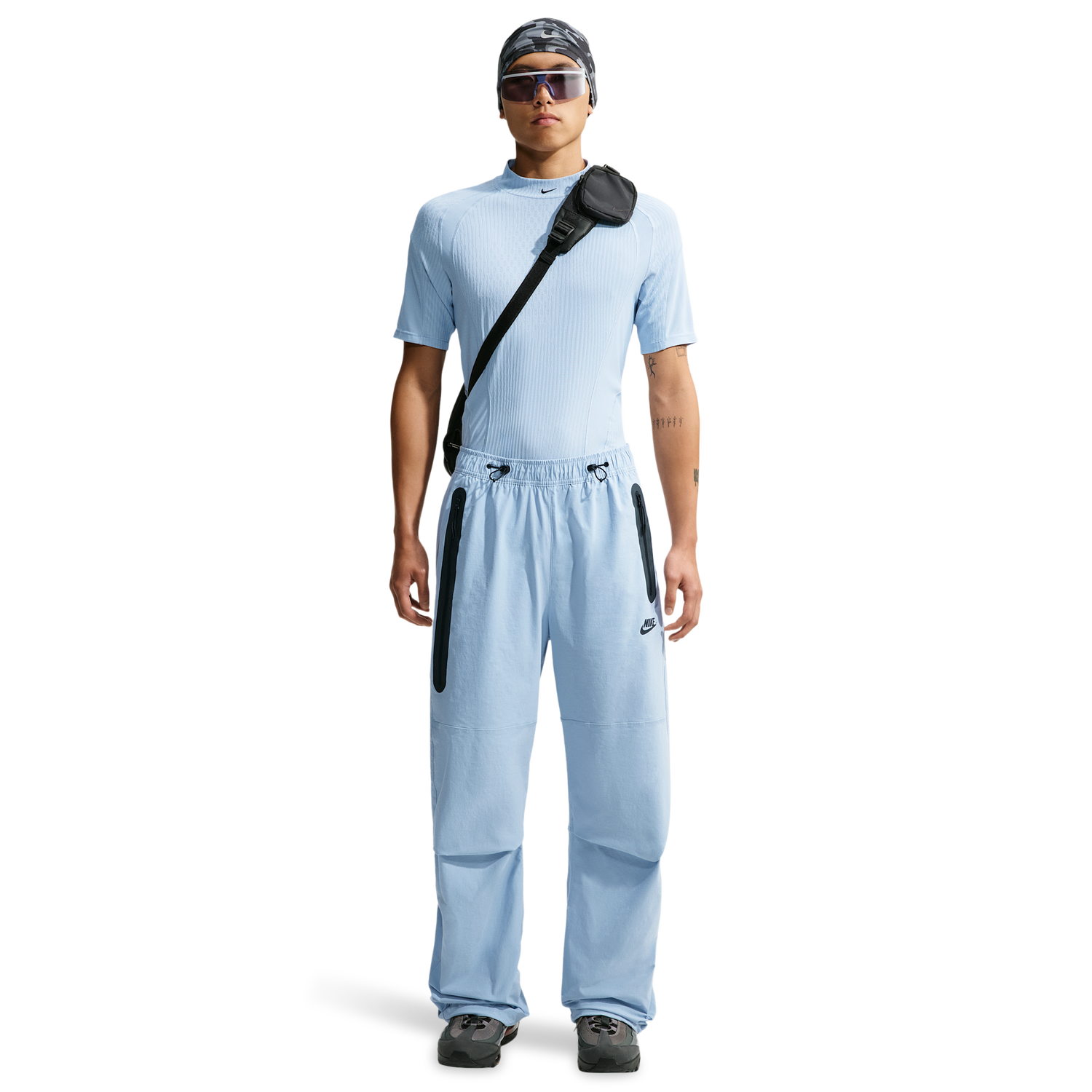 Nike Drifit Tech Woven Pant - Men's - Black/Light Armory Blue/Light Armory Blue