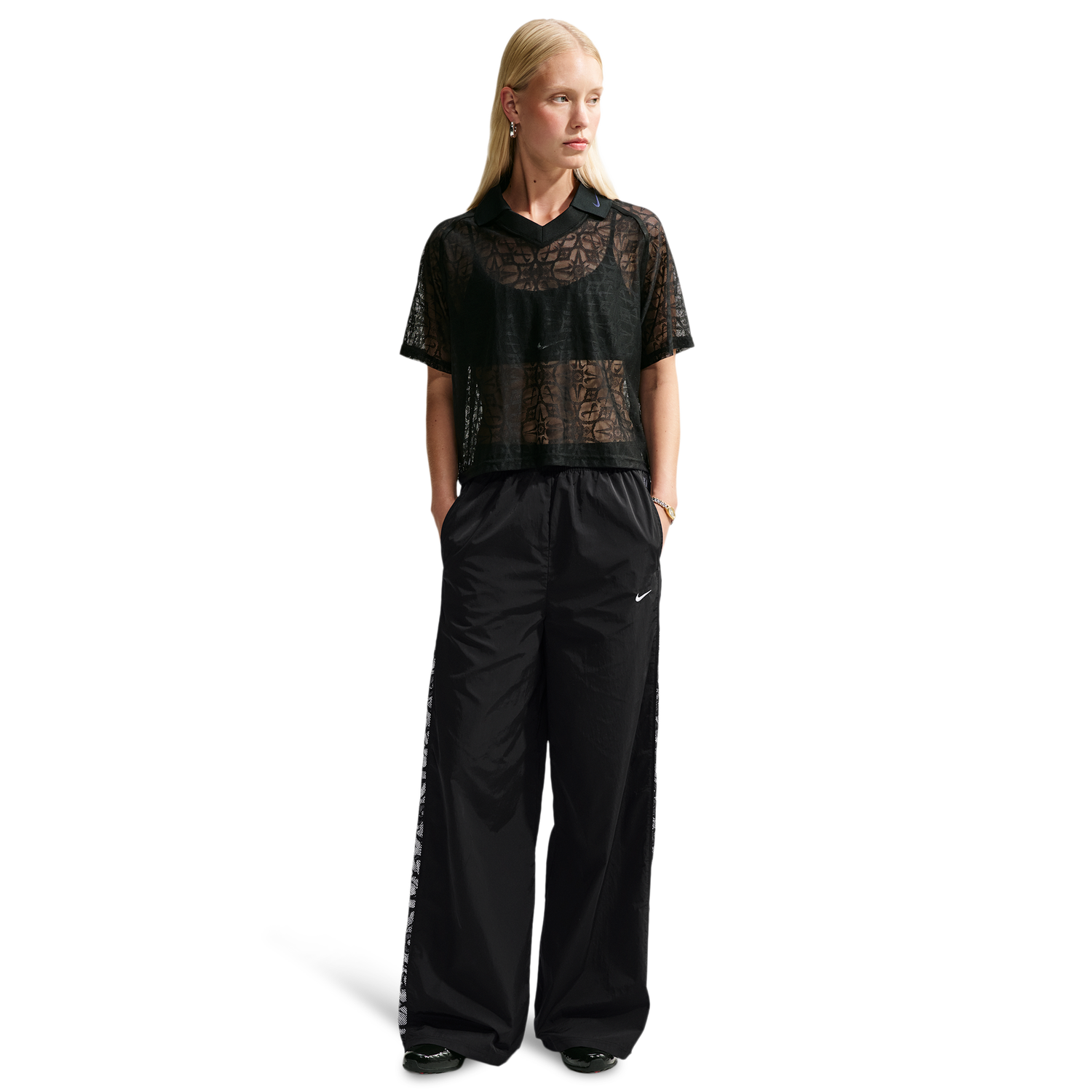 Nike Lace Inset Track Pant - Women's - White/Black/Black