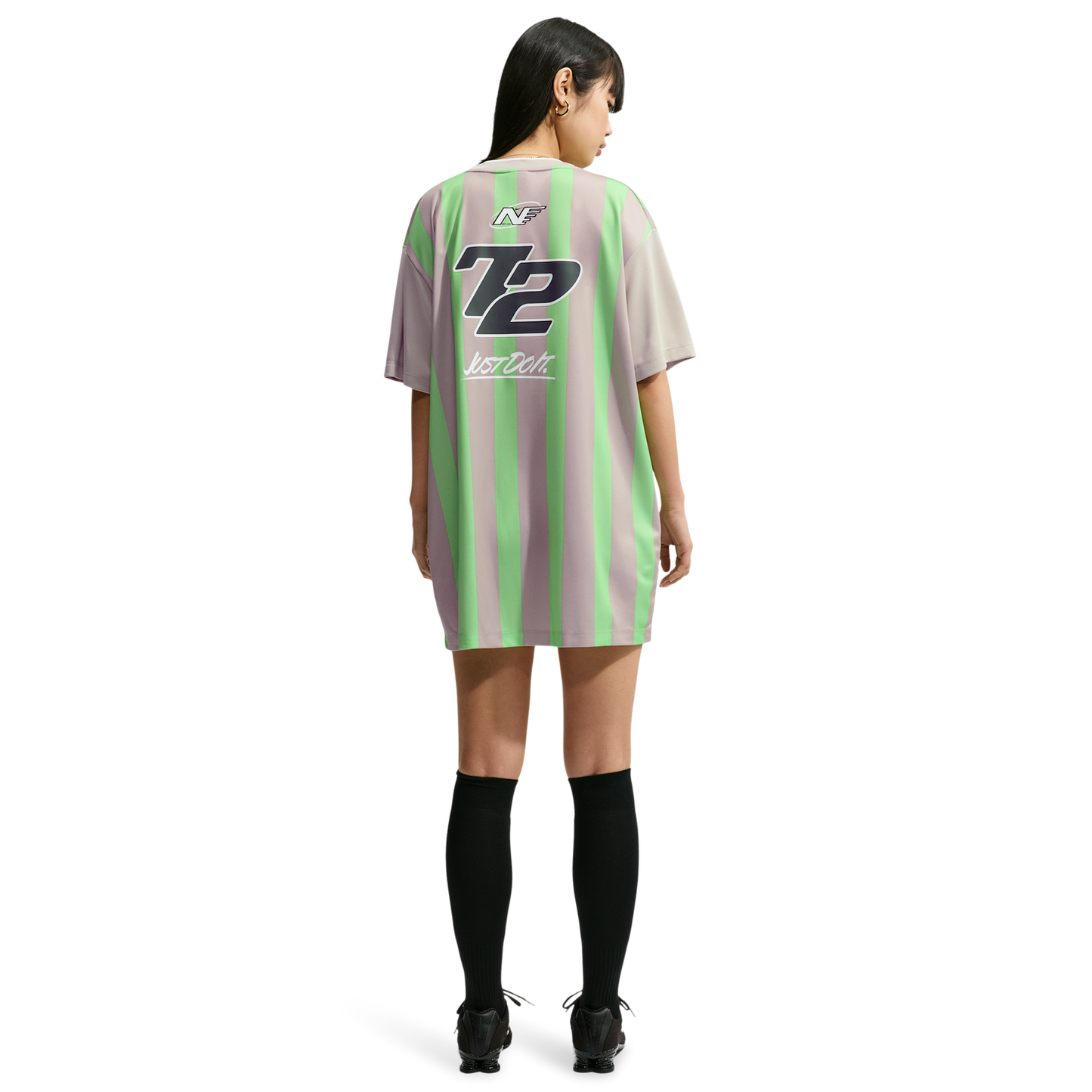Nike Striped Jersey Mini Dress - Women's - Cream Ii/White/Illusion Green