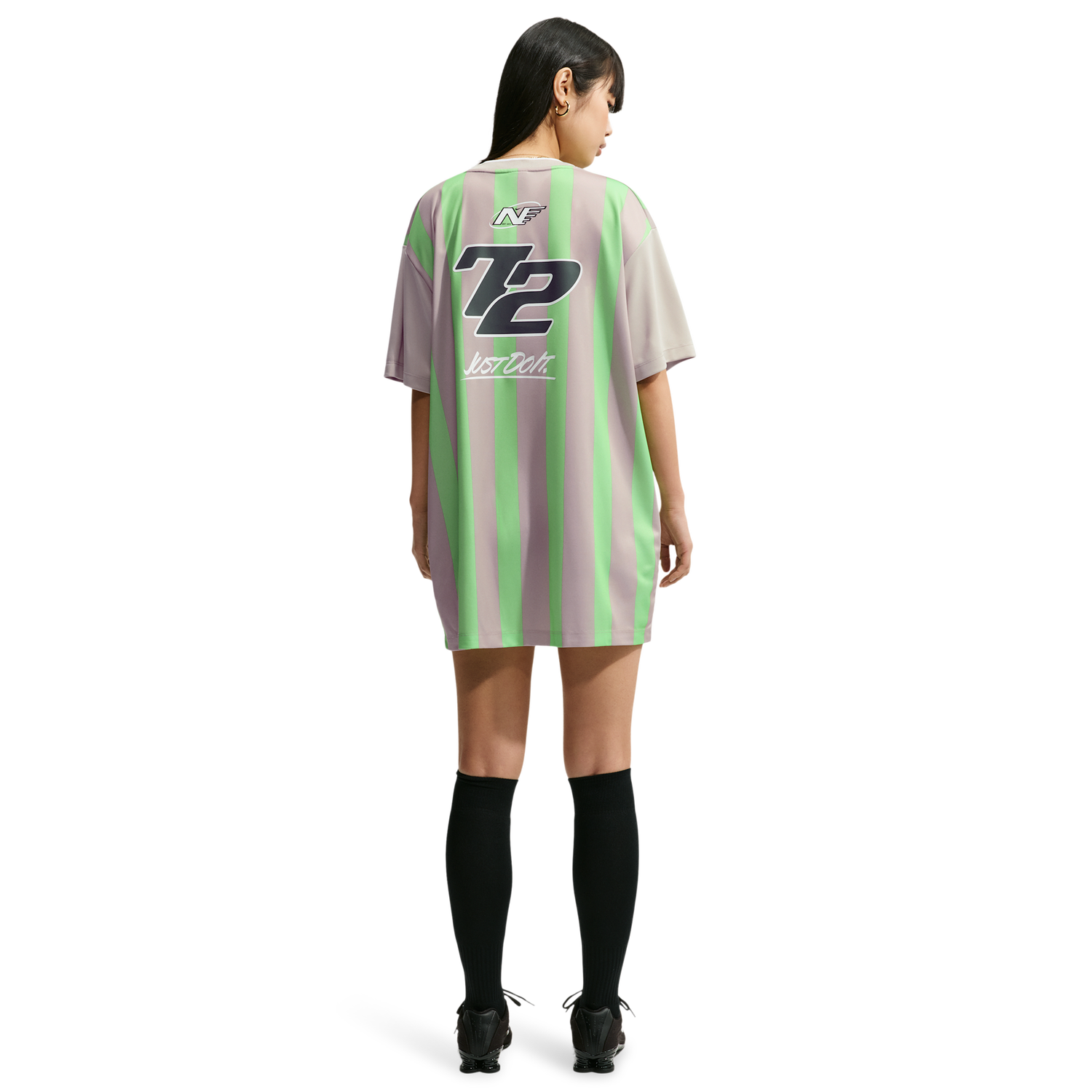 Nike Striped Jersey Mini Dress - Women's - Cream Ii/White/Illusion Green