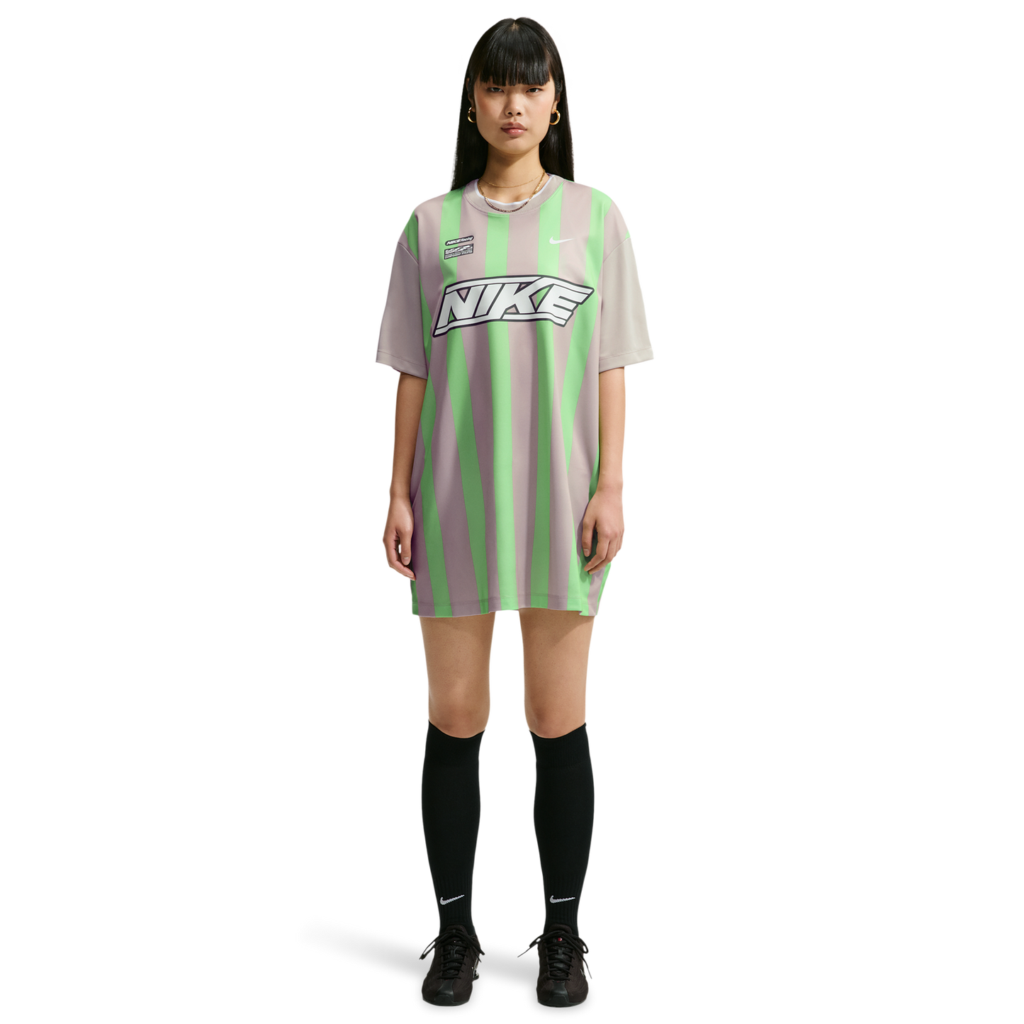 Nike Striped Jersey Mini Dress - Women's - Cream Ii/White/Illusion Green