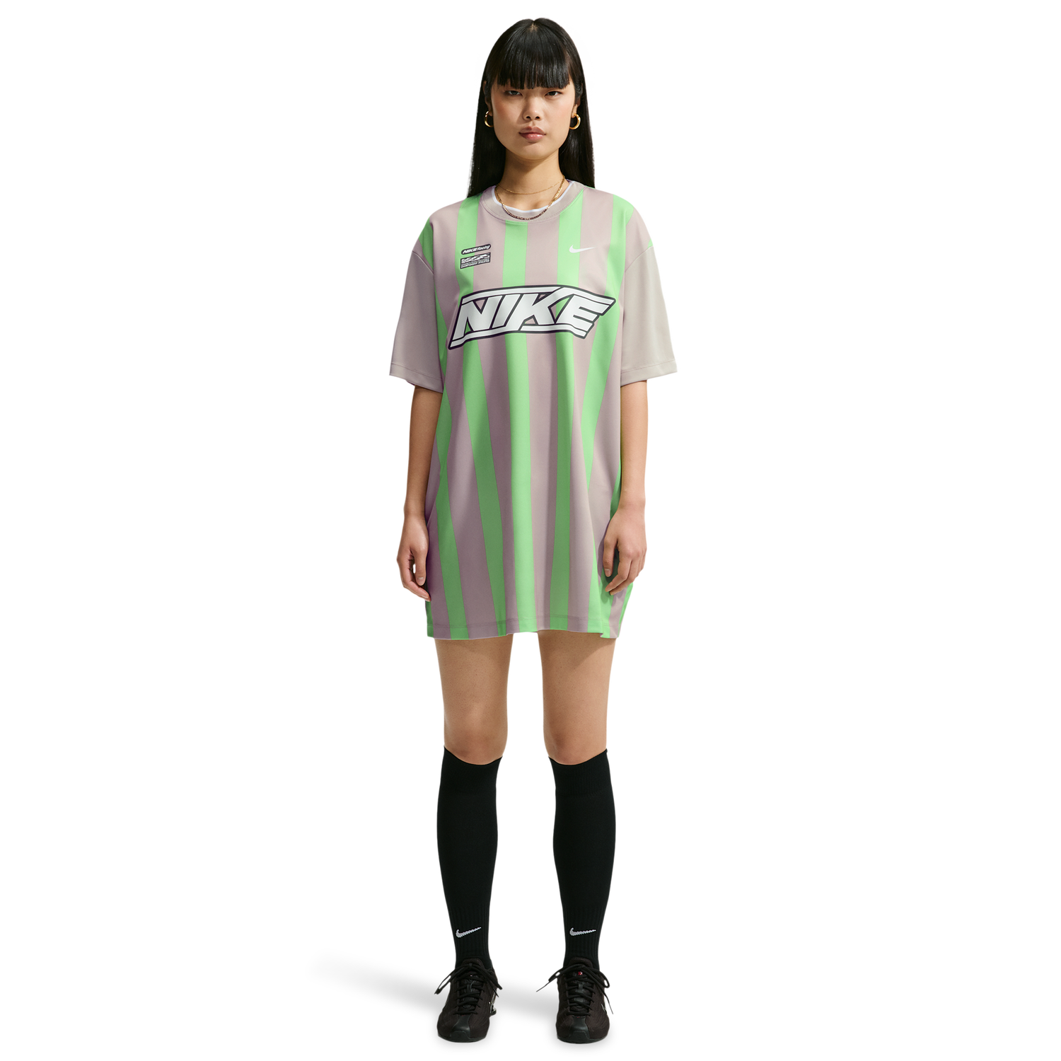 Nike Striped Jersey Mini Dress - Women's - Cream Ii/White/Illusion Green
