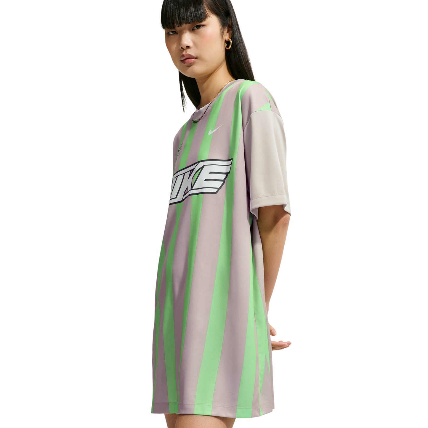 Nike Striped Jersey Mini Dress - Women's - Cream Ii/White/Illusion Green