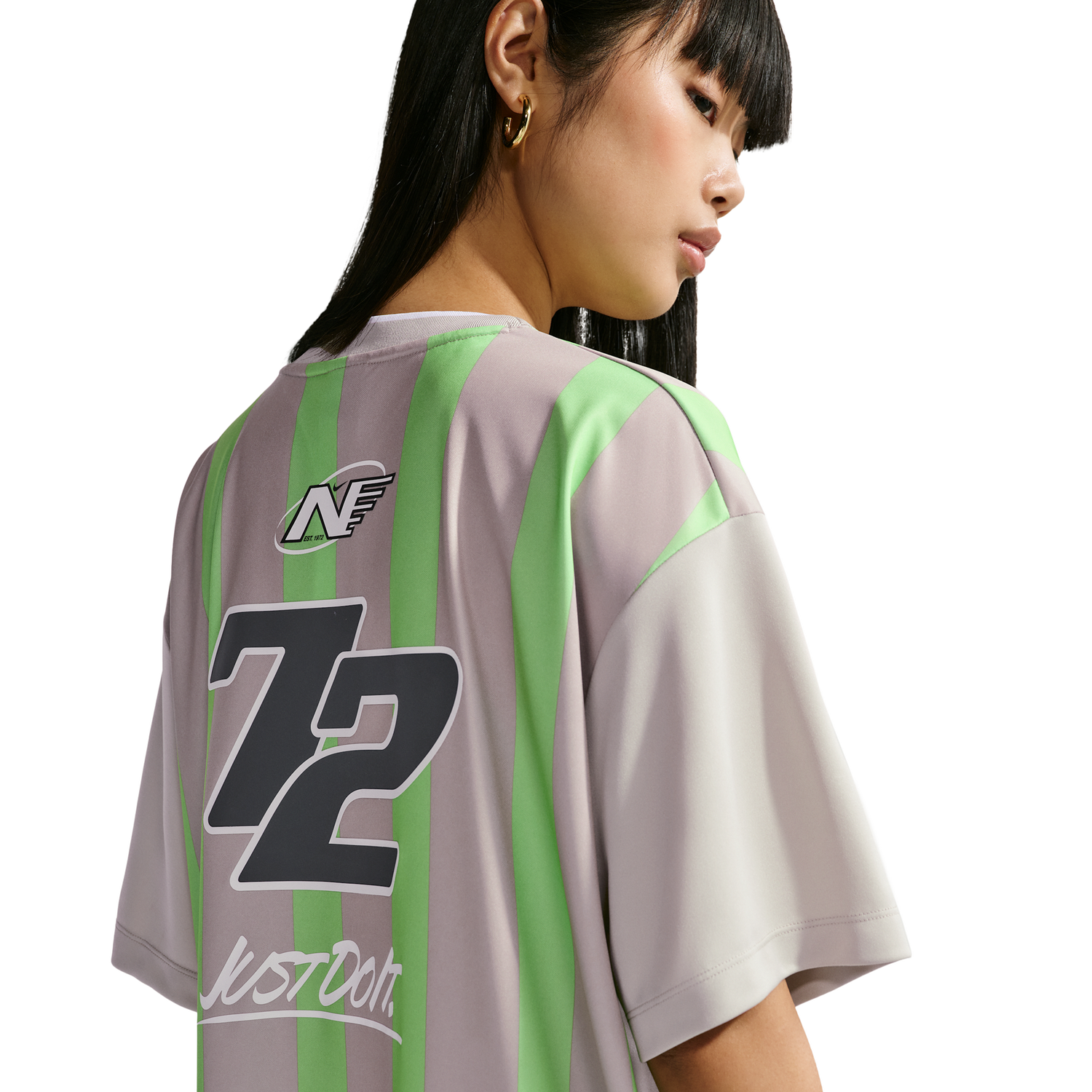 Nike Striped Jersey Mini Dress - Women's - Cream Ii/White/Illusion Green