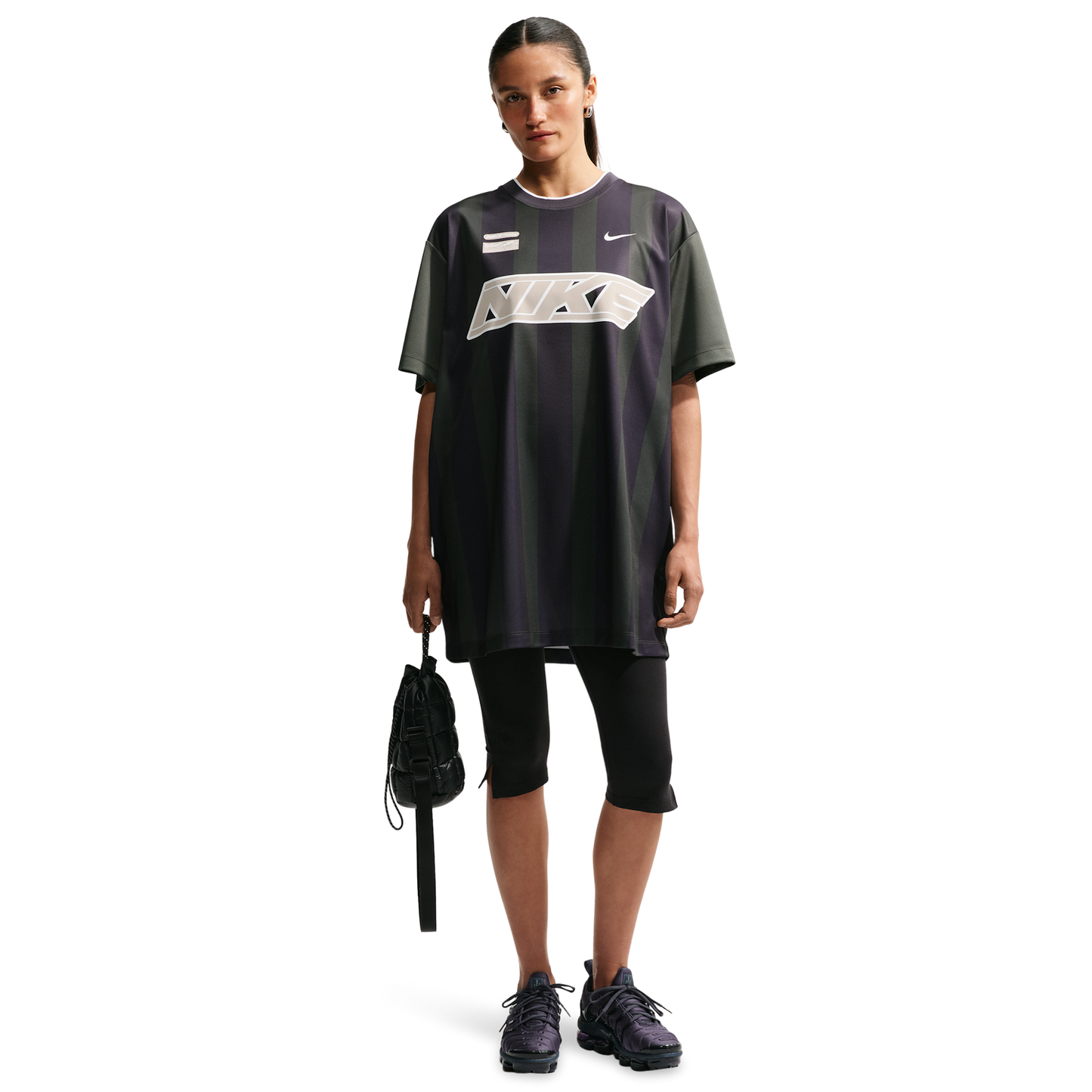 Nike Striped Jersey Mini Dress - Women's - Gridiron/White/Camo Green