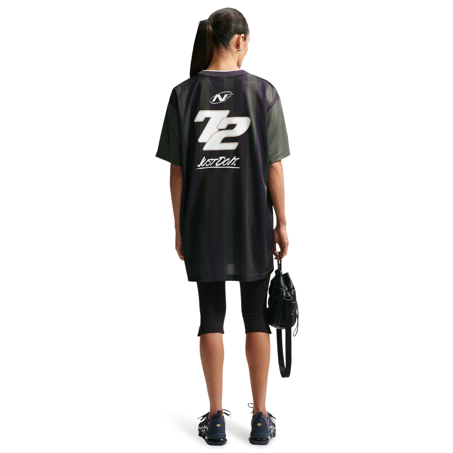 Nike Striped Jersey Mini Dress - Women's - Gridiron/White/Camo Green