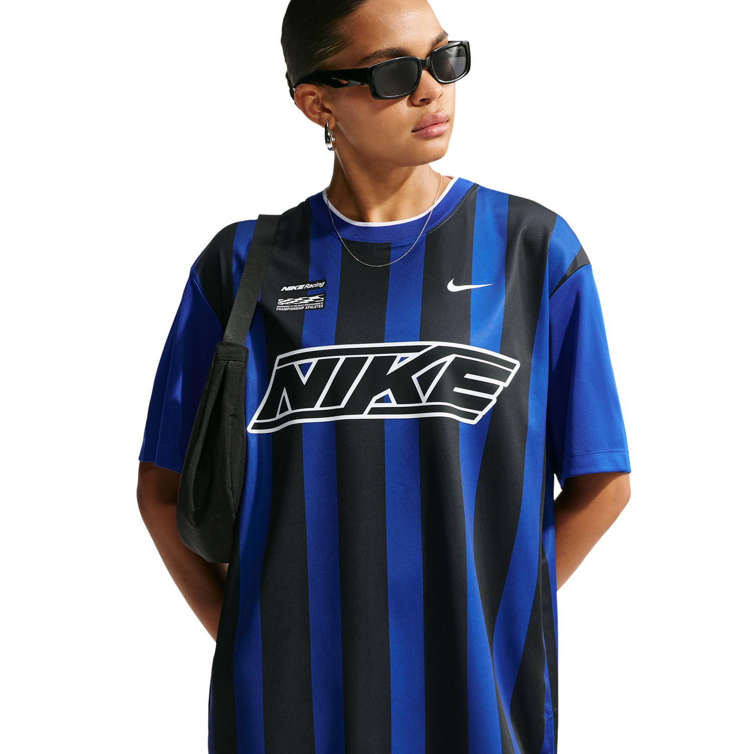Nike Striped Jersey Mini Dress - Women's - Old Royal/White/Black