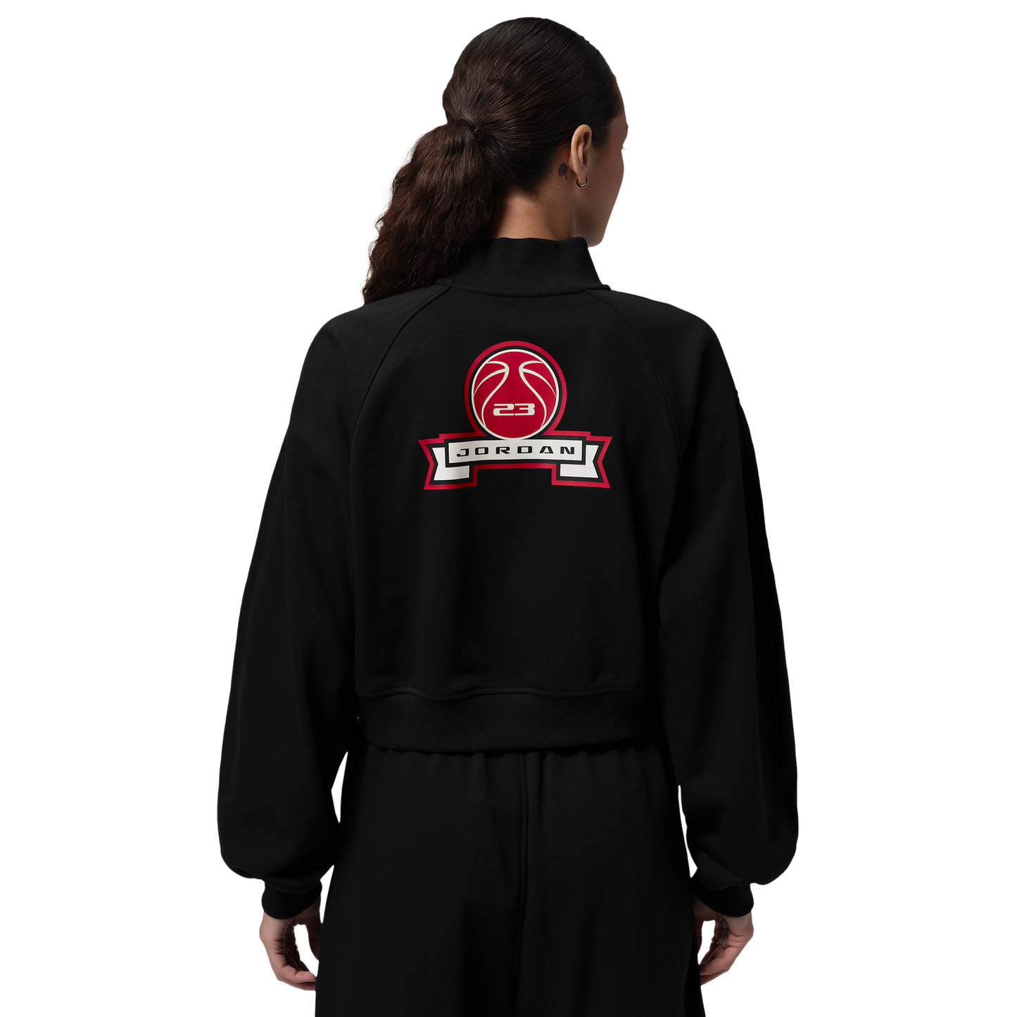 Jordan Brooklyn Fleece FT Qz GFX Crop - Women's - Sail/Black