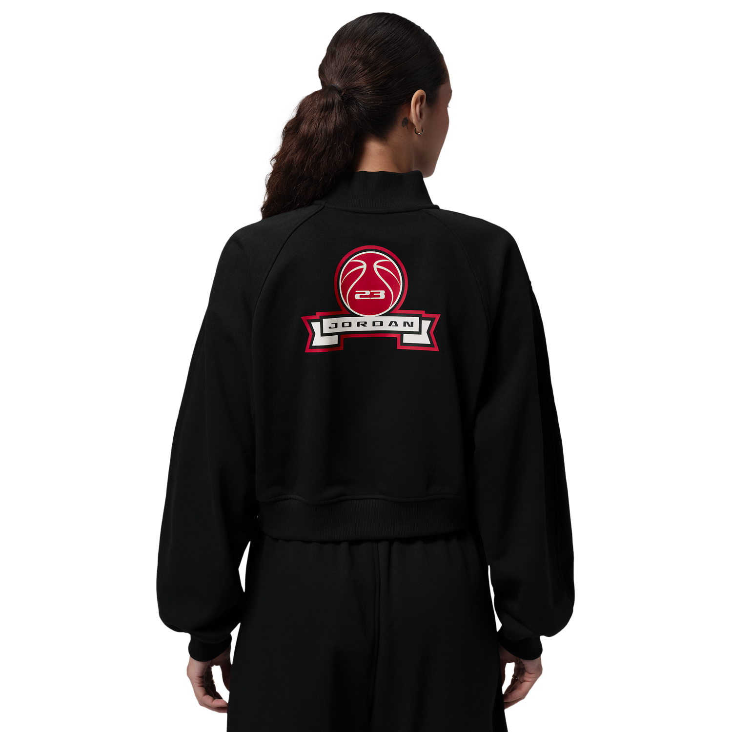 Jordan Brooklyn Fleece FT Qz GFX Crop - Women's - Sail/Black