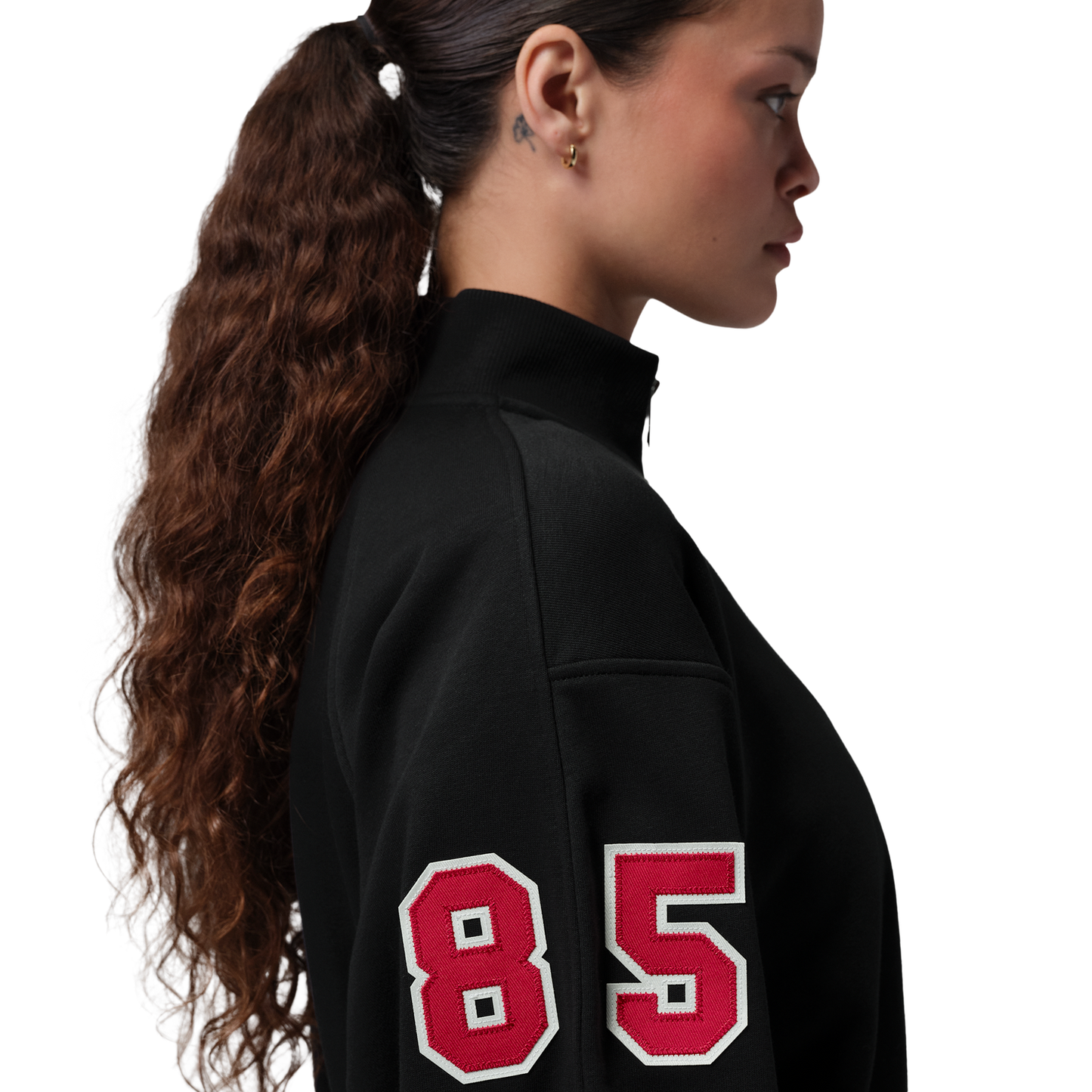 Jordan Brooklyn Fleece FT Qz GFX Crop - Women's - Sail/Black