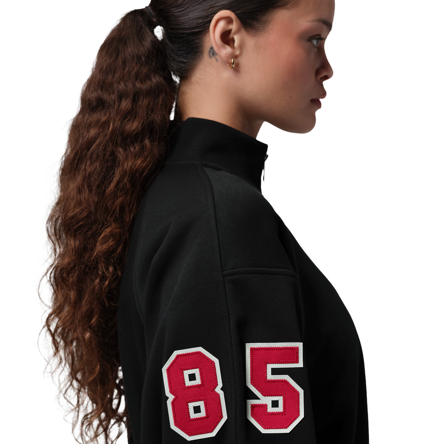Jordan Brooklyn Fleece FT Qz GFX Crop - Women's - Sail/Black