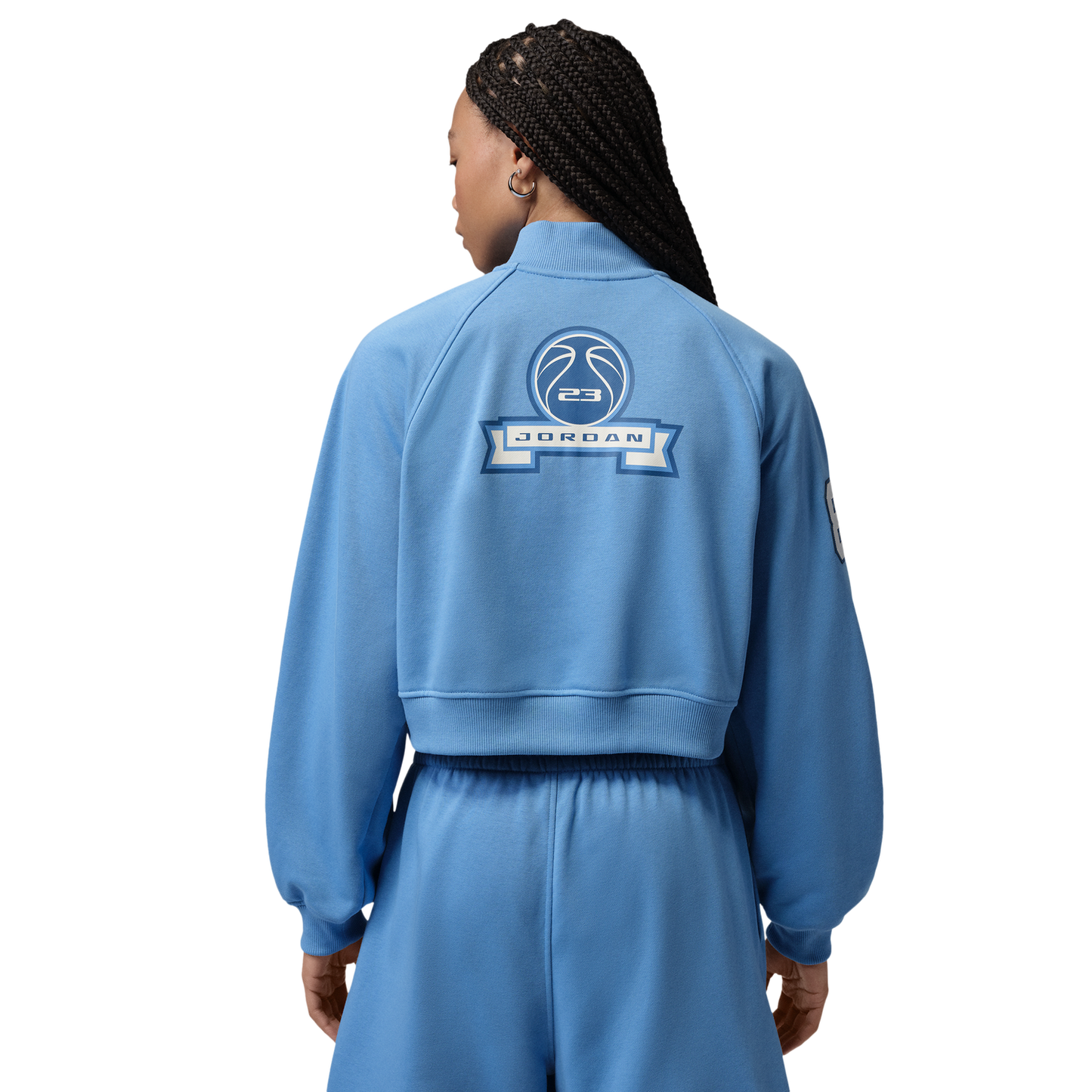 Jordan Brooklyn Fleece FT Qz GFX Crop - Women's - Blue Beyond/True Blue