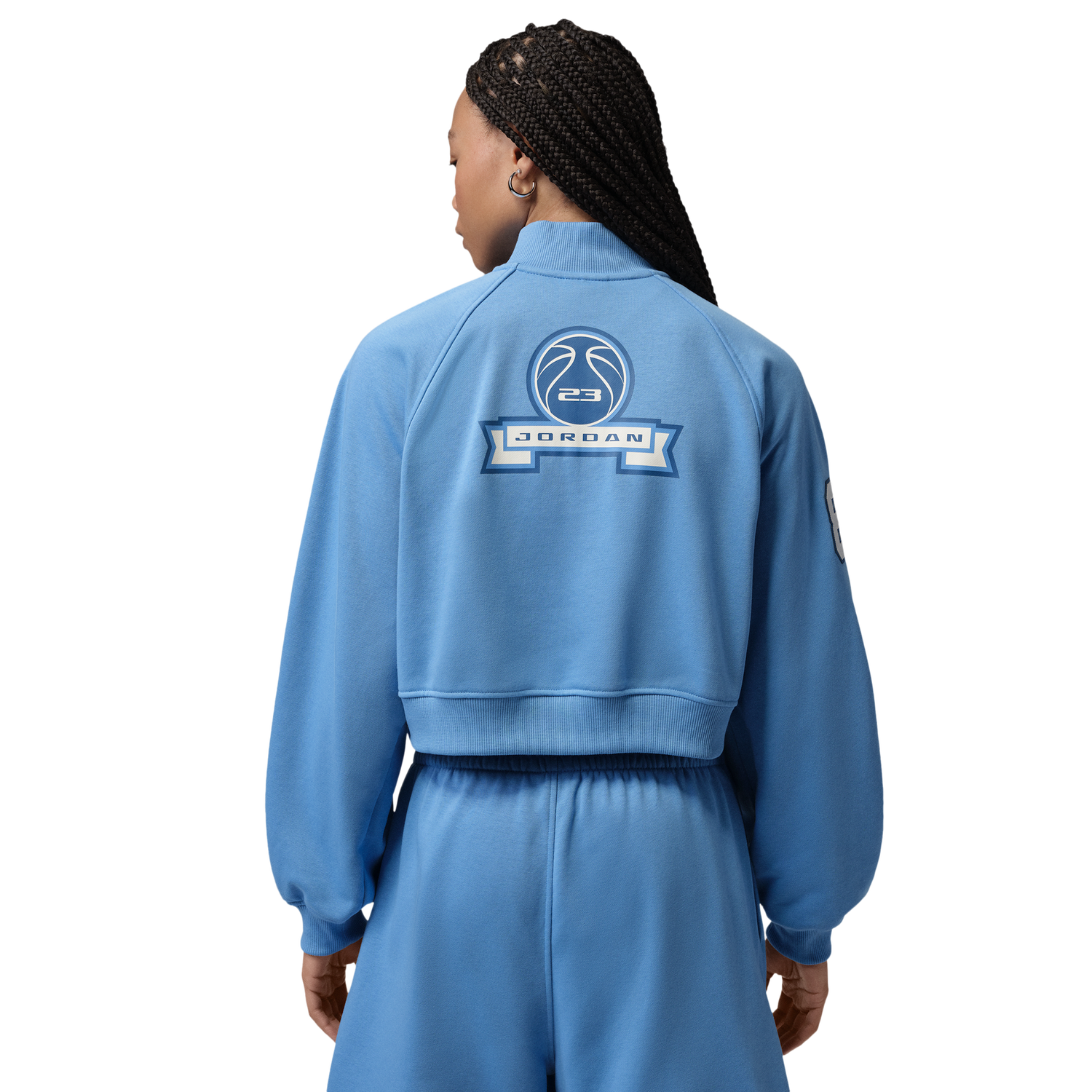 Jordan Brooklyn Fleece FT Qz GFX Crop - Women's - Blue Beyond/True Blue