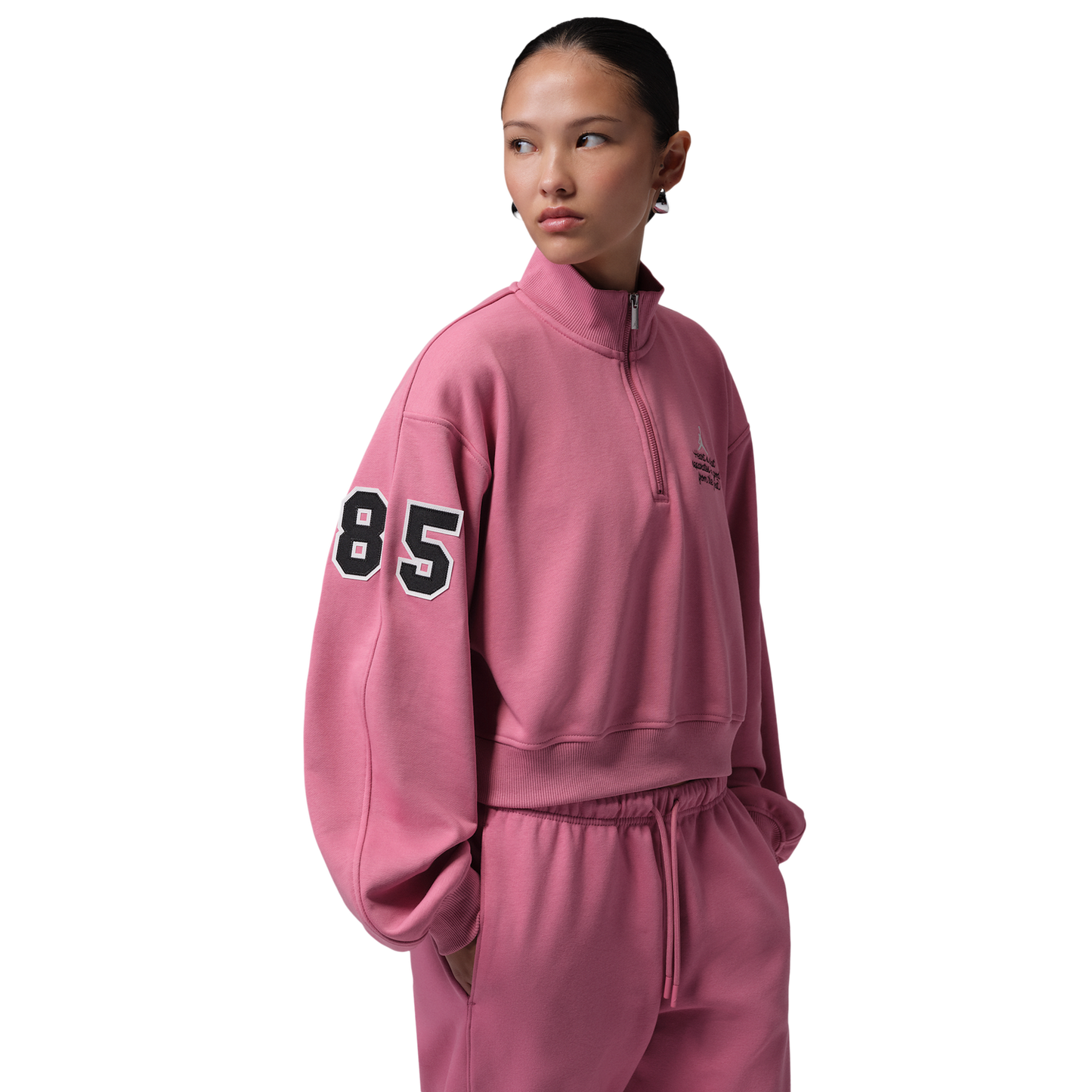 Jordan Brooklyn Fleece FT Qz GFX Crop - Women's - Desert Berry/Sail