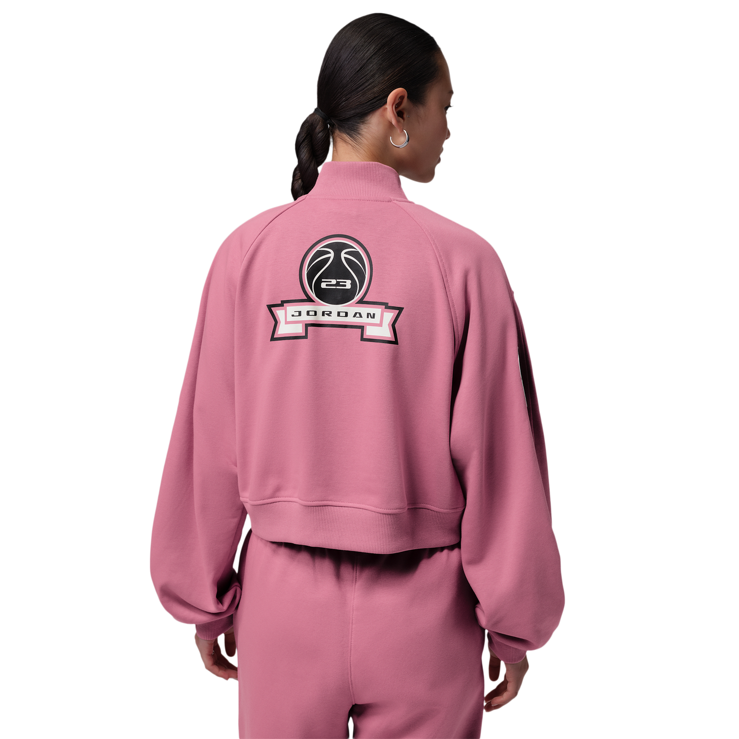 Jordan Brooklyn Fleece FT Qz GFX Crop - Women's - Desert Berry/Sail