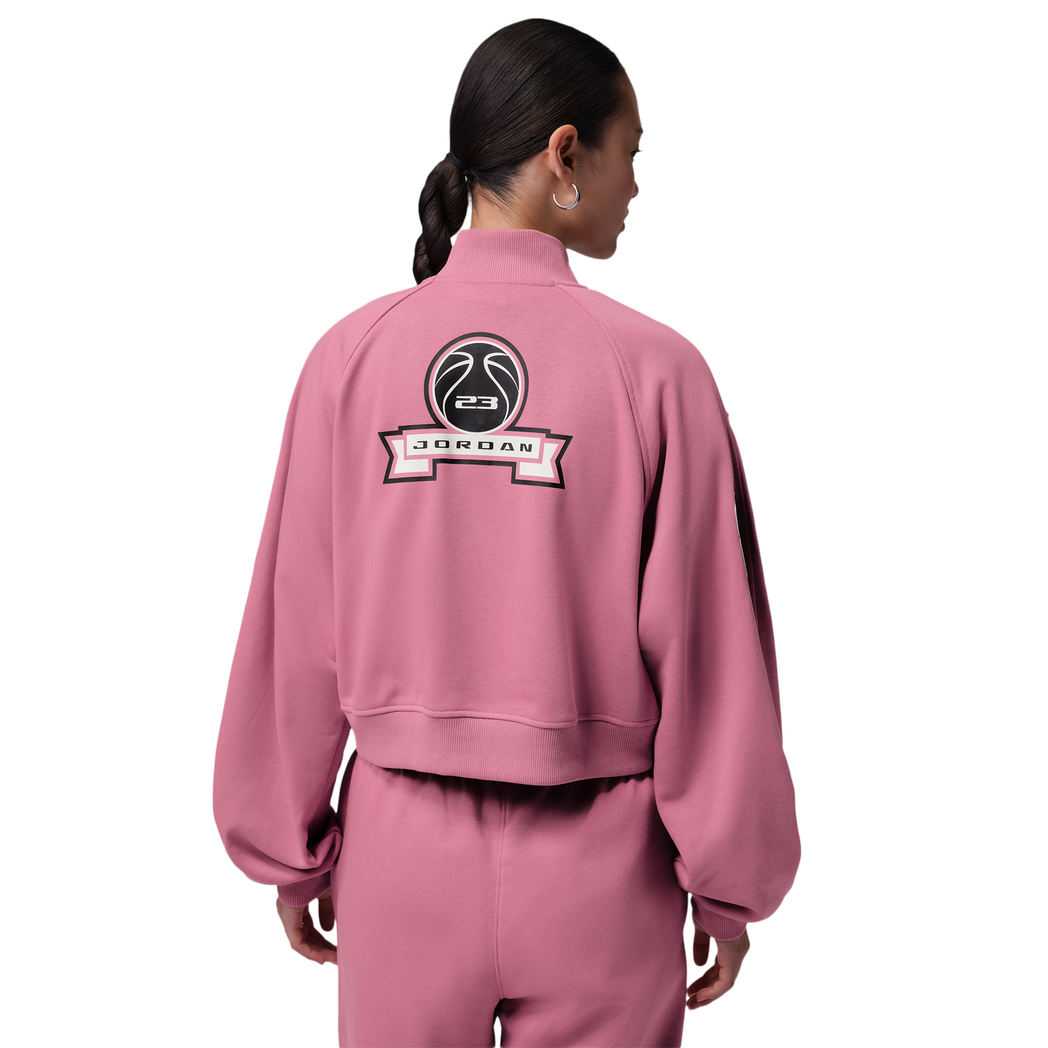 Jordan Brooklyn Fleece FT Qz GFX Crop - Women's - Desert Berry/Sail