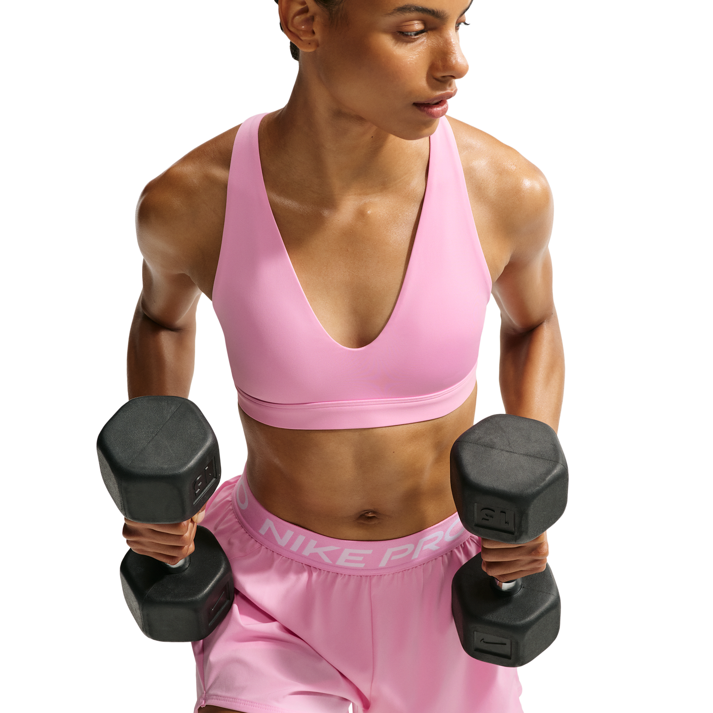 Nike Dri-FIT Indy Strappy Bra - Women's - Black/Pink Rise