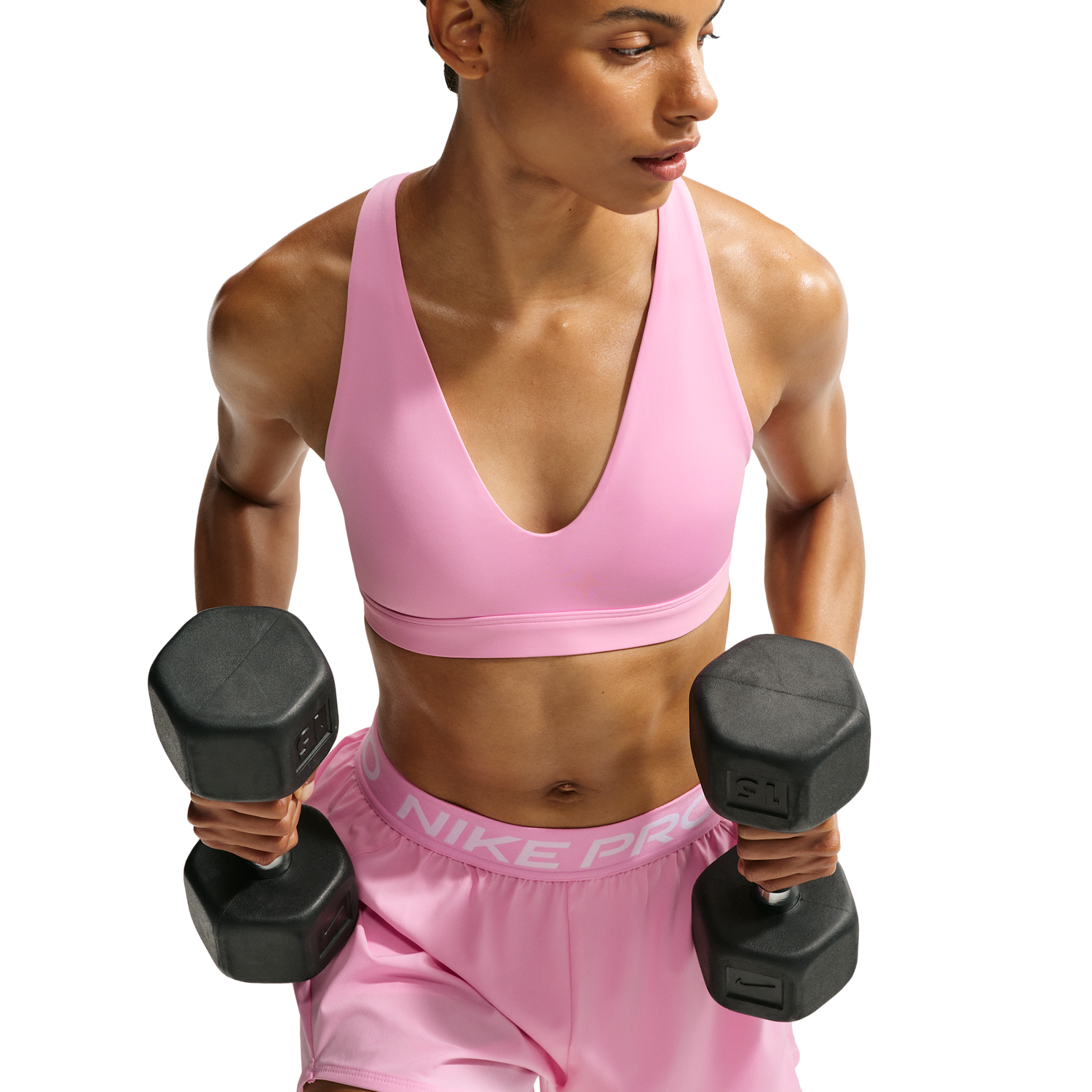 Nike Dri-FIT Indy Strappy Bra - Women's - Black/Pink Rise