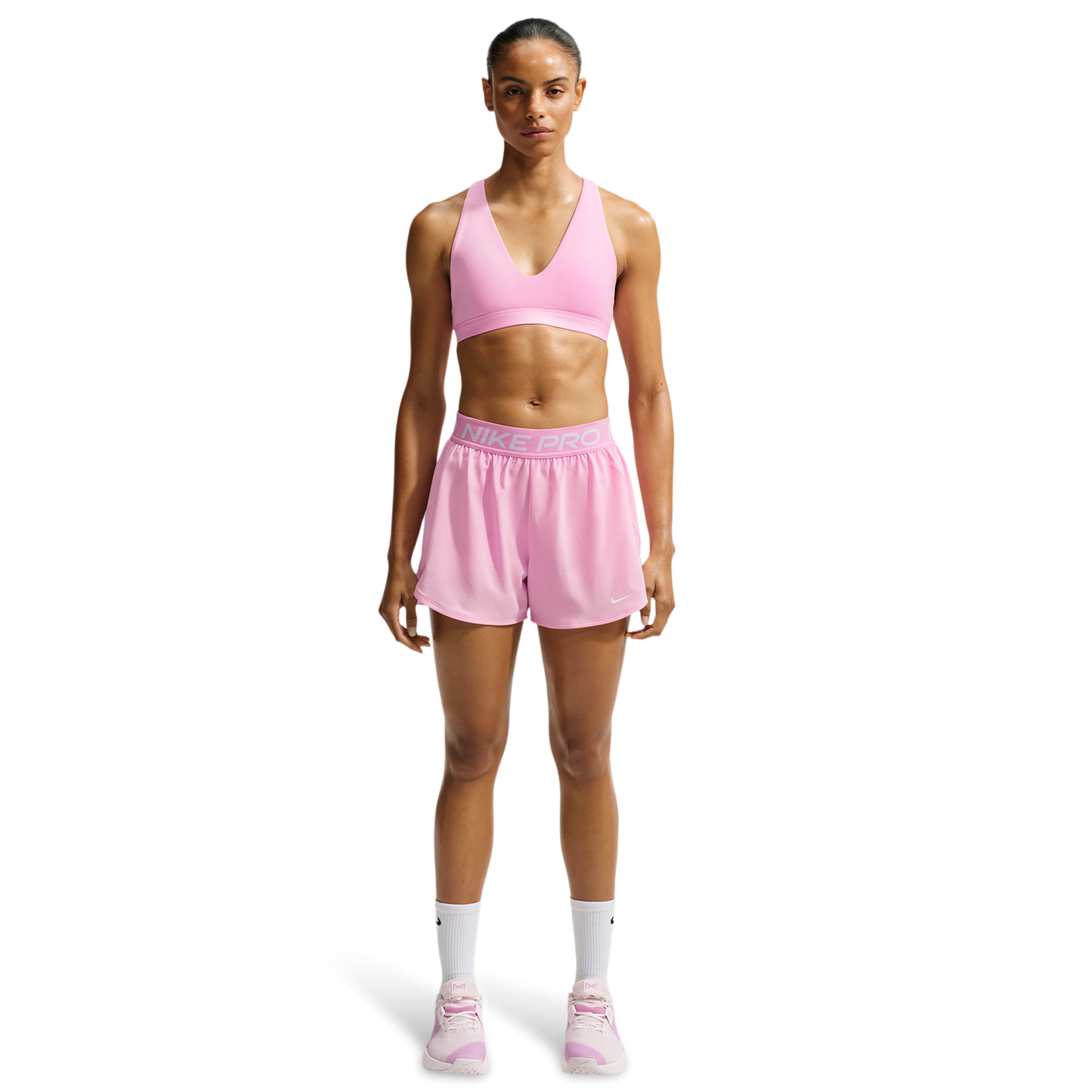 Nike Dri-FIT Indy Strappy Bra - Women's - Black/Pink Rise
