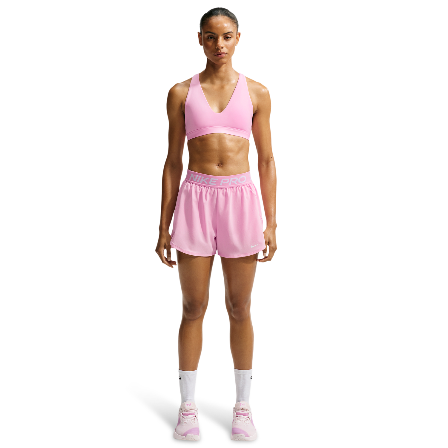 Nike Dri-FIT Indy Strappy Bra - Women's - Black/Pink Rise