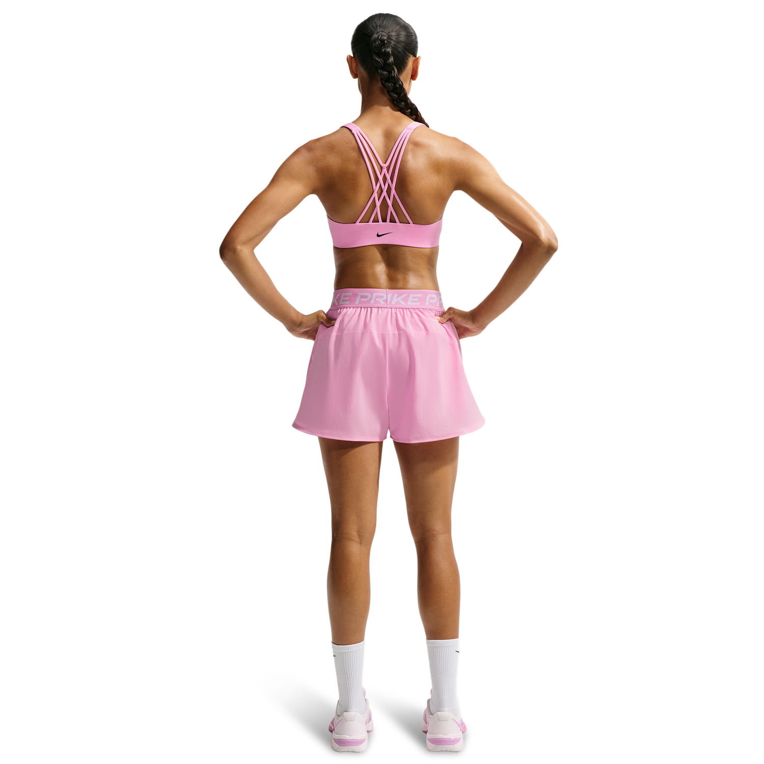 Nike Dri-FIT Indy Strappy Bra - Women's - Black/Pink Rise