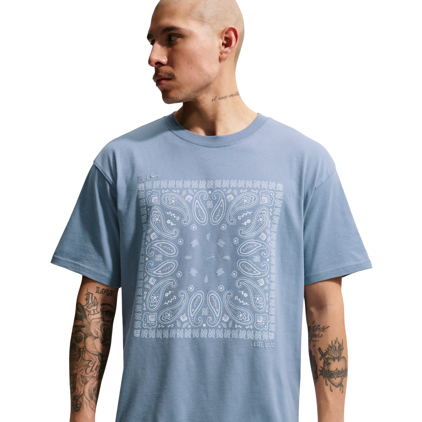 Nike NSW Max90 Short Sleeve Bandana T-Shirt - Men's - Blue/White