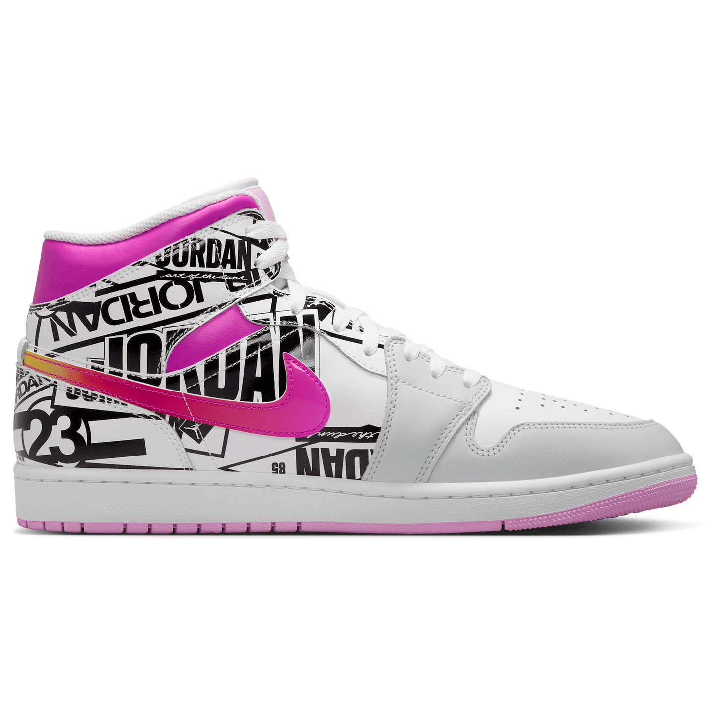 Jordan Air Jordan 1 Mid SE - Men's - Off White/Fire Pink/University Red