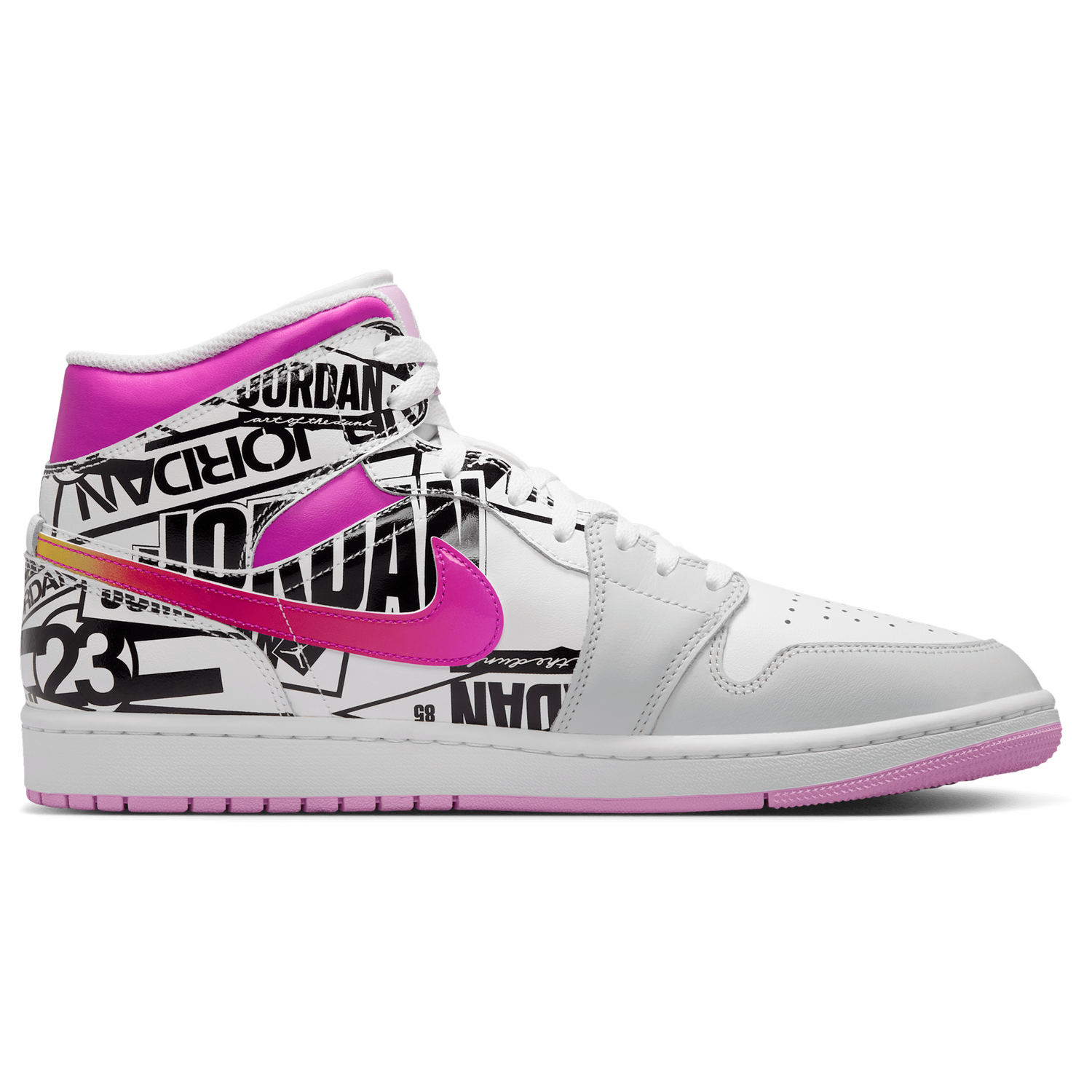 Jordan Air Jordan 1 Mid SE - Men's - Off White/Fire Pink/University Red