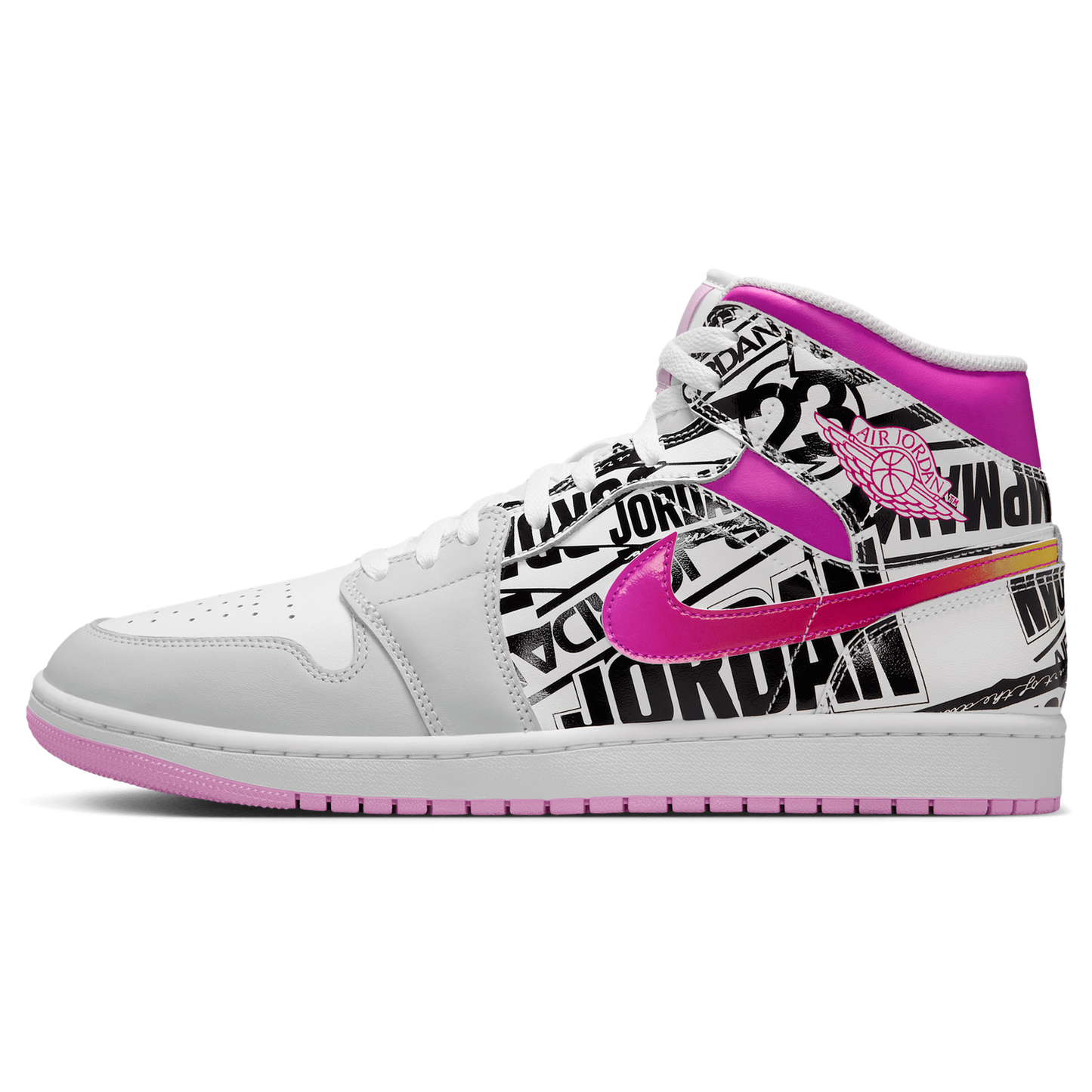 Jordan Air Jordan 1 Mid SE - Men's - Off White/Fire Pink/University Red