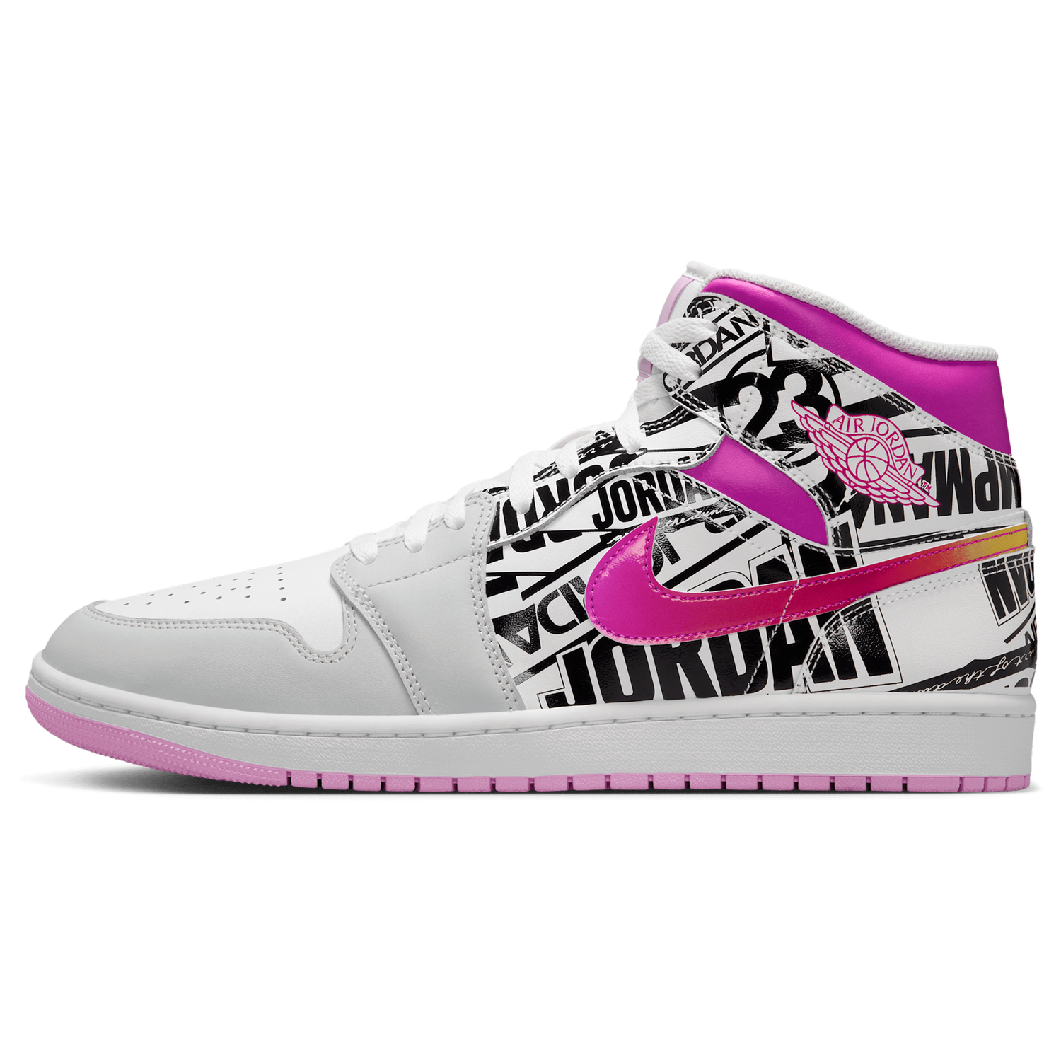 Jordan Air Jordan 1 Mid SE - Men's - Off White/Fire Pink/University Red