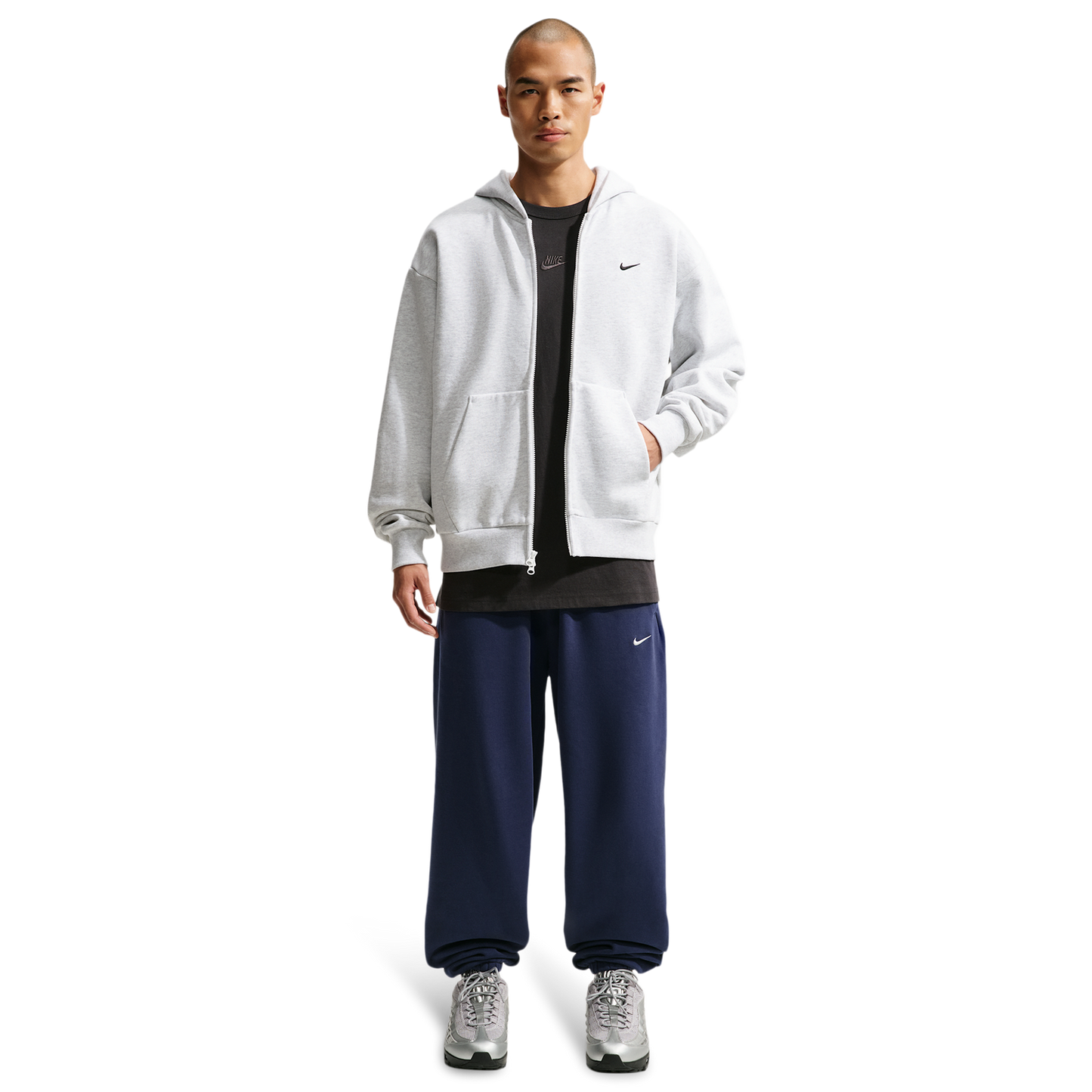 Nike Solo Basketball Full Zip Concept Hoodie - Men's - Black/Birch Heather