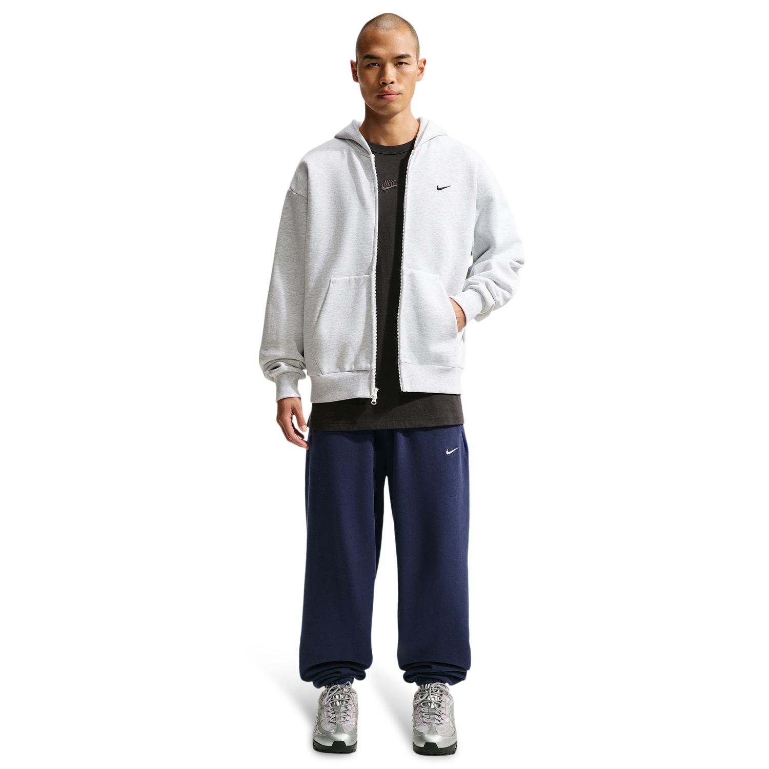 Nike Solo Basketball Full Zip Concept Hoodie - Men's - Black/Birch Heather