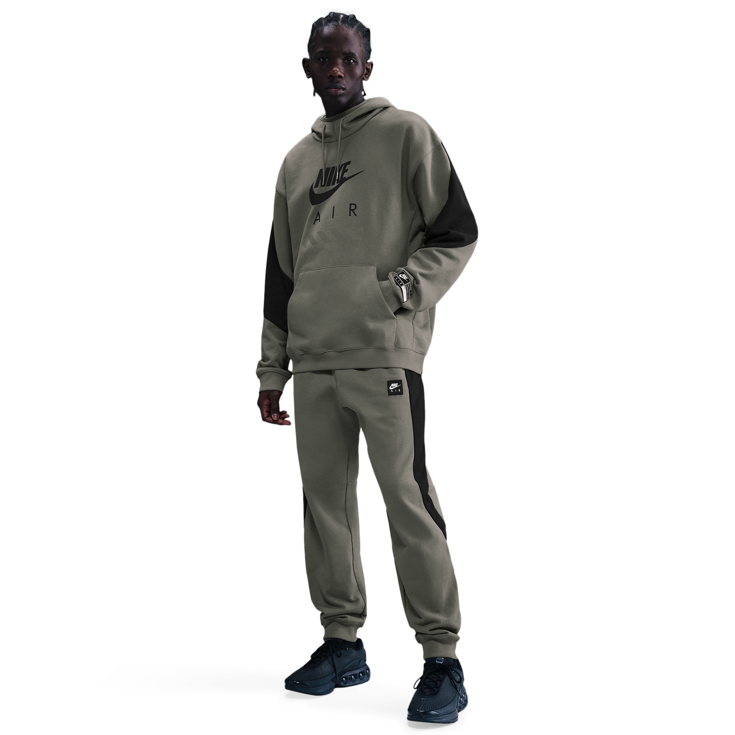 Nike Air Fleece Joggers - Men's - Black/Black/Light Army