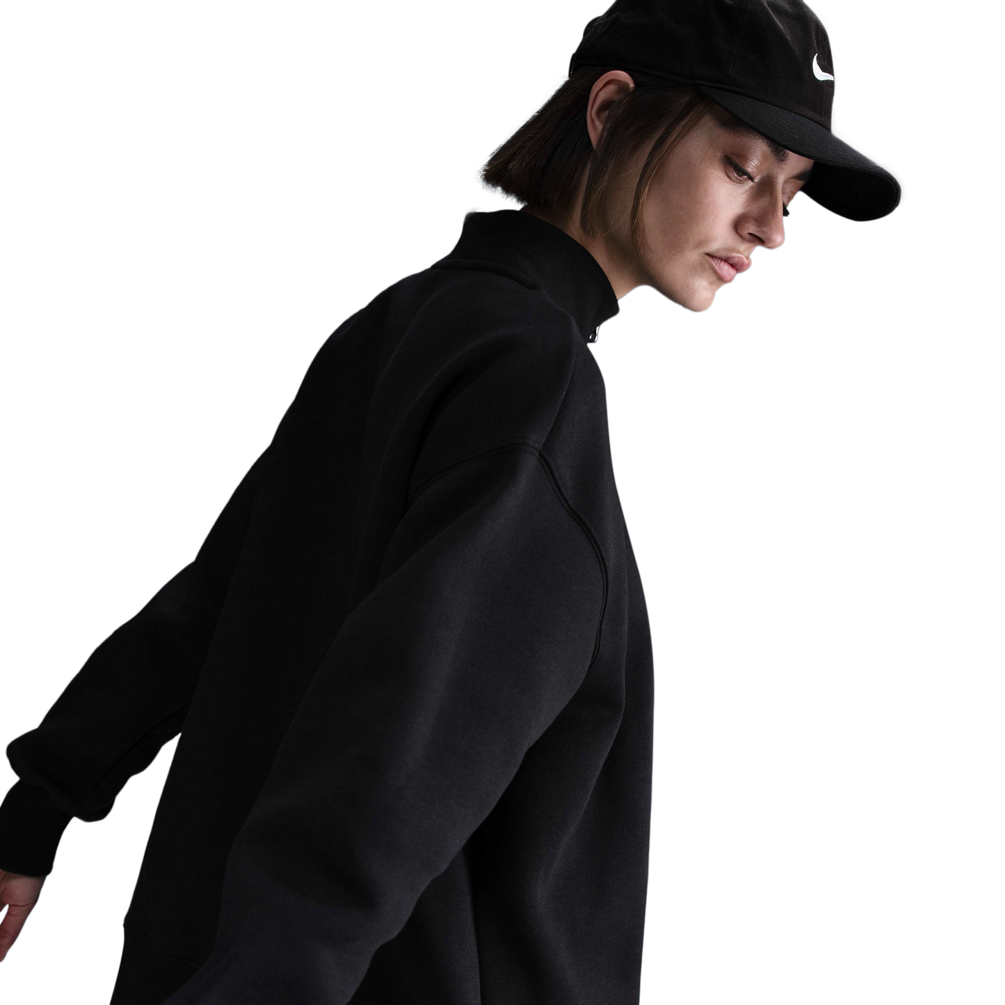 Nike NSW Phoenix Fleece Oversized Long Quarter-Zip - Women's - Black/Sail
