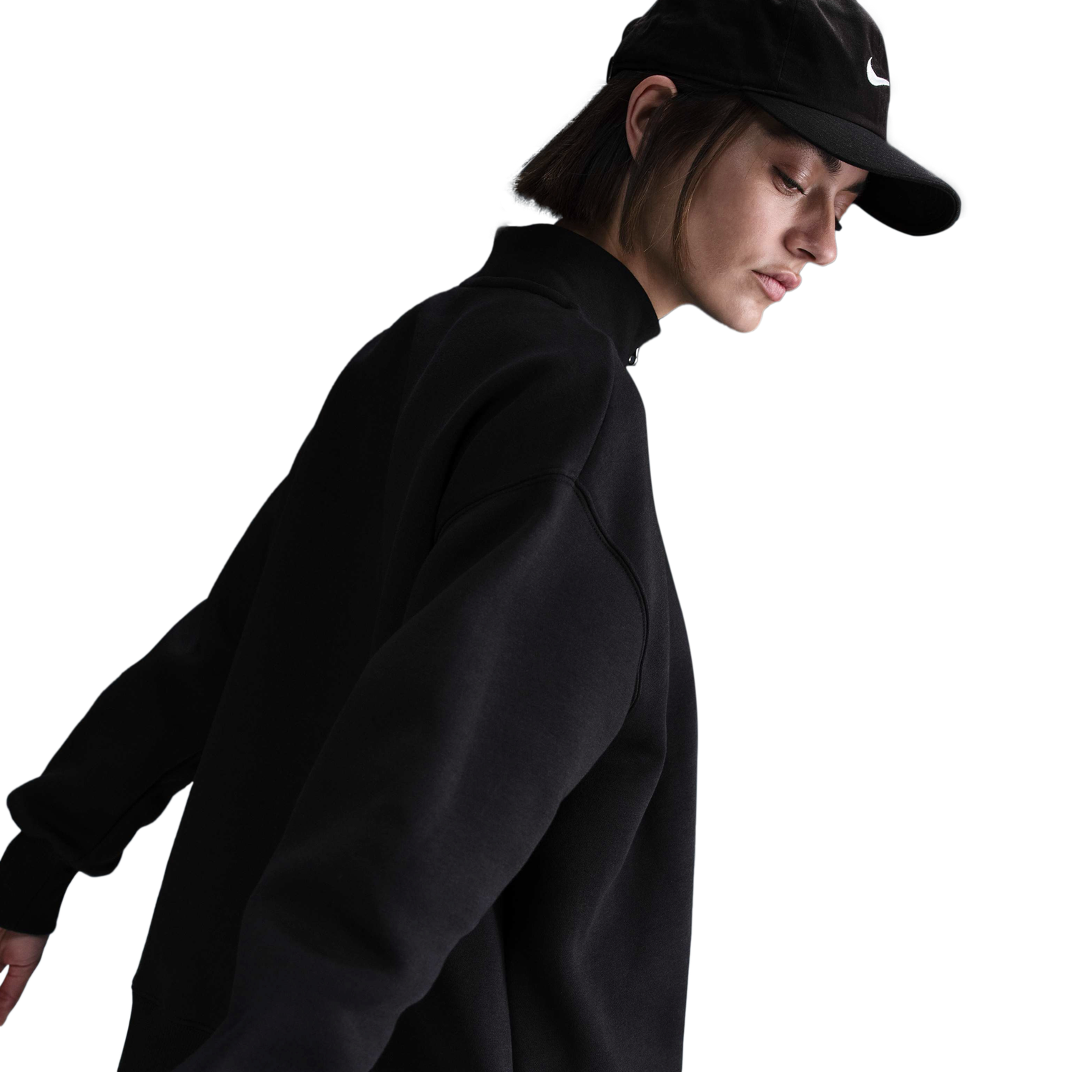 Nike NSW Phoenix Fleece Oversized Long Quarter-Zip - Women's - Black/Sail