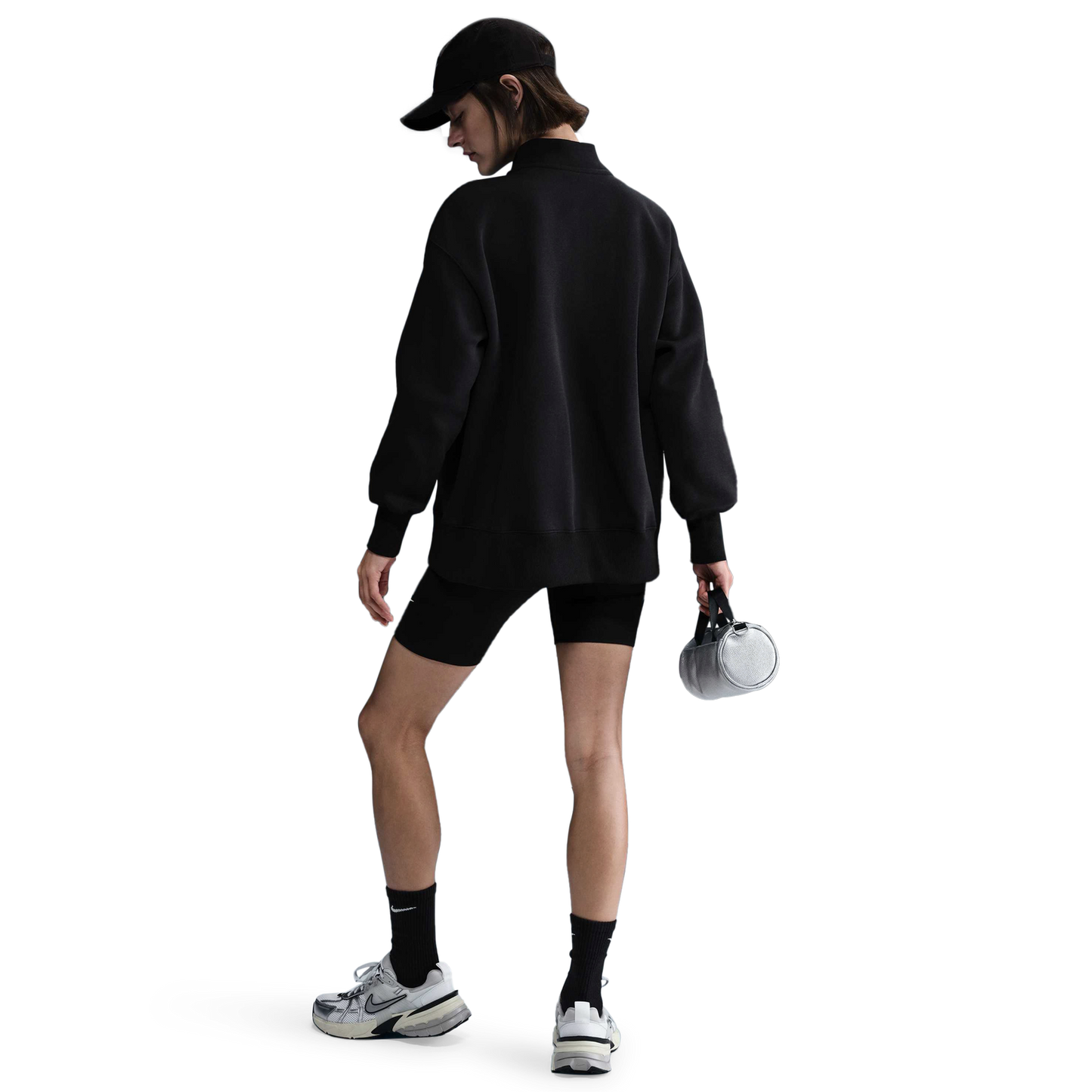 Nike NSW Phoenix Fleece Oversized Long Quarter-Zip - Women's - Black/Sail