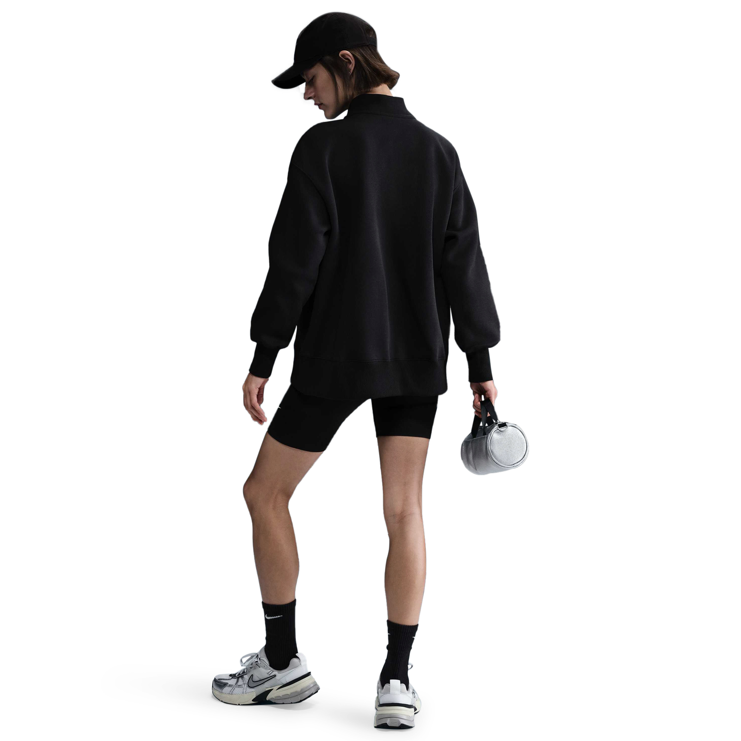 Nike NSW Phoenix Fleece Oversized Long Quarter-Zip - Women's - Black/Sail
