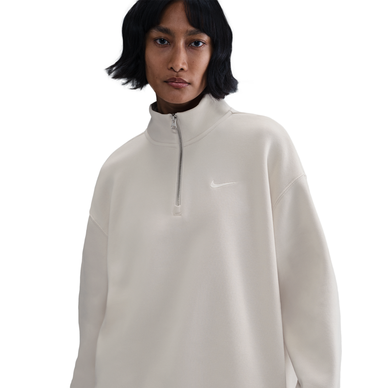 Nike NSW Phoenix Fleece Oversized Long Quarter-Zip - Women's - Lt Orewood Brown/Sail