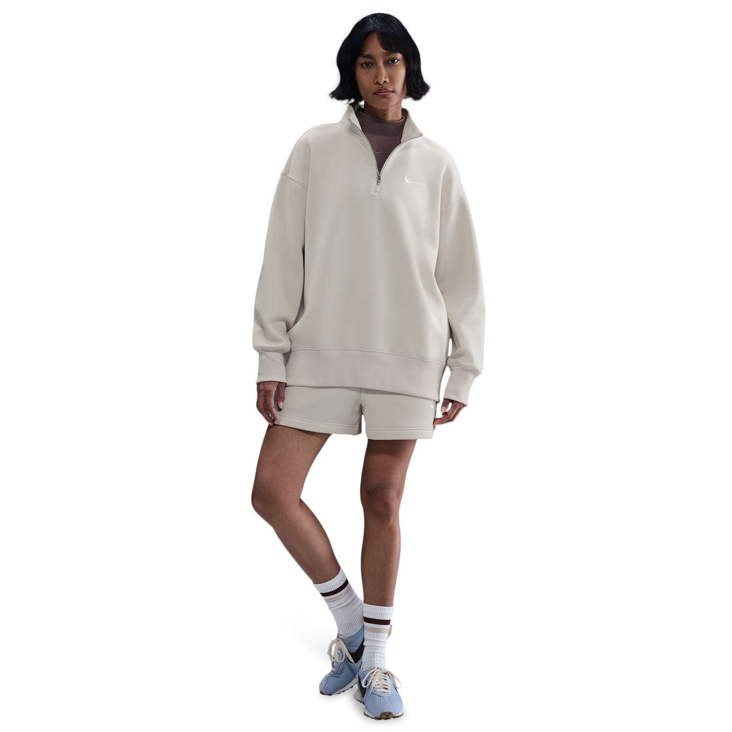 Nike NSW Phoenix Fleece Oversized Long Quarter-Zip - Women's - Lt Orewood Brown/Sail