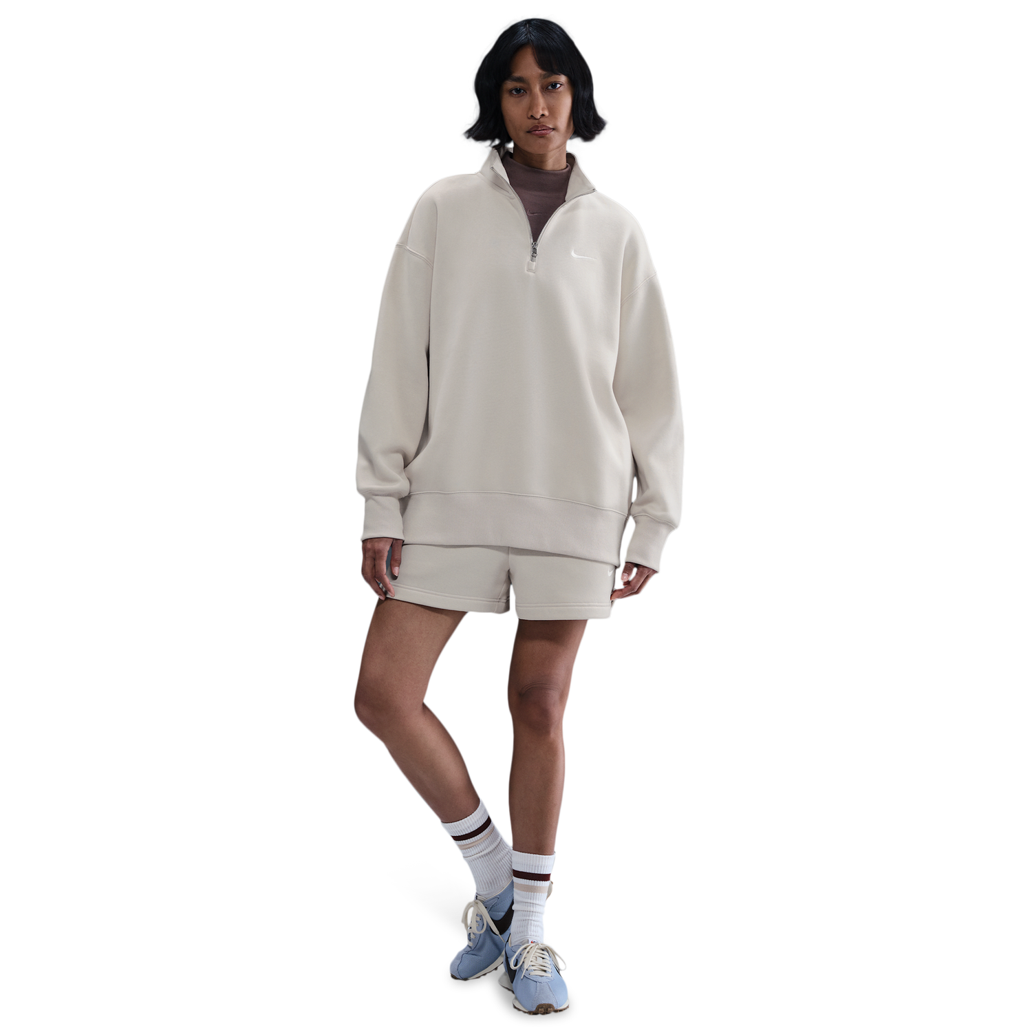 Nike NSW Phoenix Fleece Oversized Long Quarter-Zip - Women's - Lt Orewood Brown/Sail