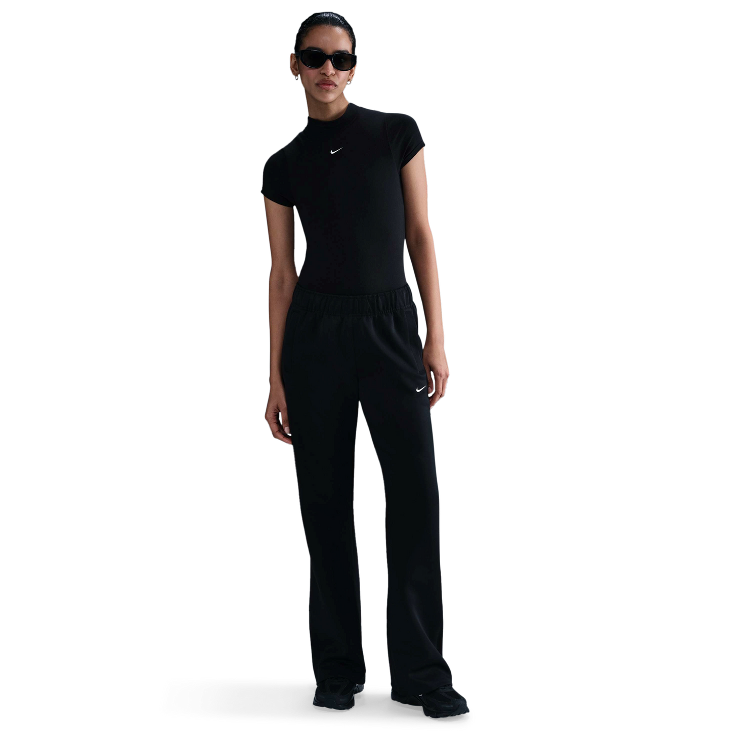 Nike NSW WR Mid Rise Poly Knit Pants - Women's - White/Black