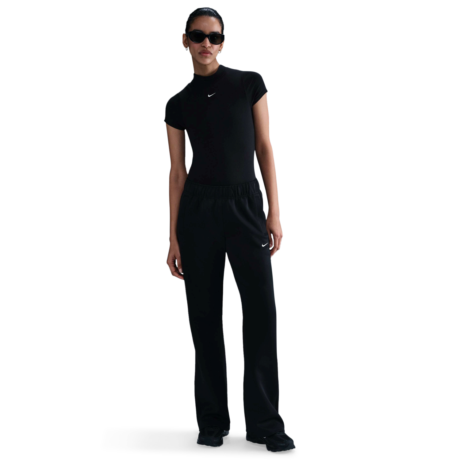 Nike NSW WR Mid Rise Poly Knit Pants - Women's - White/Black