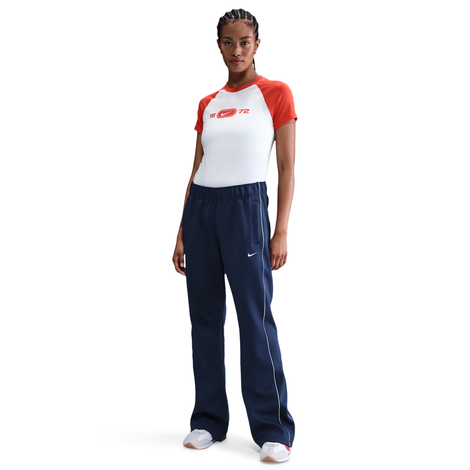 Nike NSW WR Mid Rise Poly Knit Pants - Women's - Sail/Sail/Midnight Navy