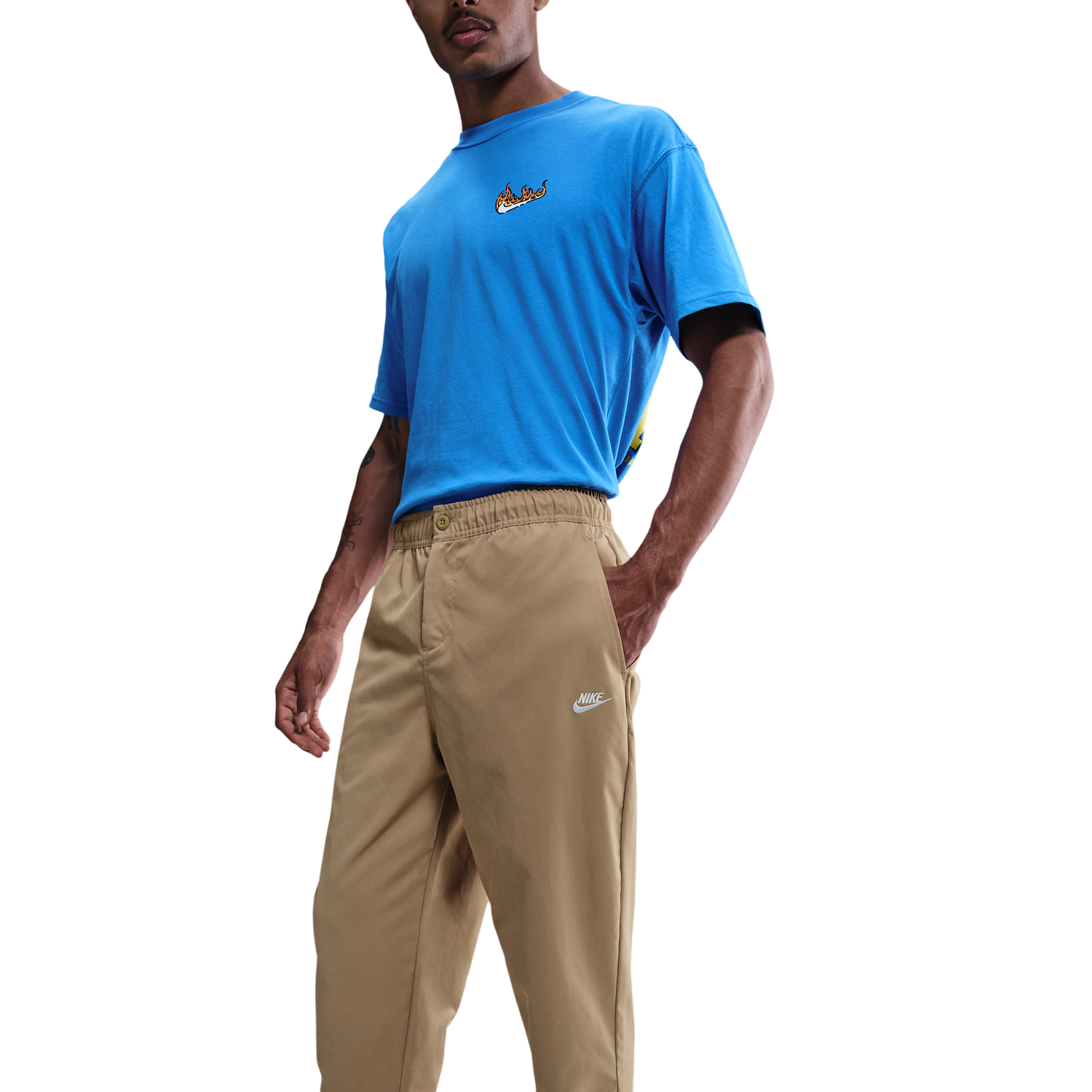 Nike Club Woven Tapered Pants - Men's - Parachute Beige/White